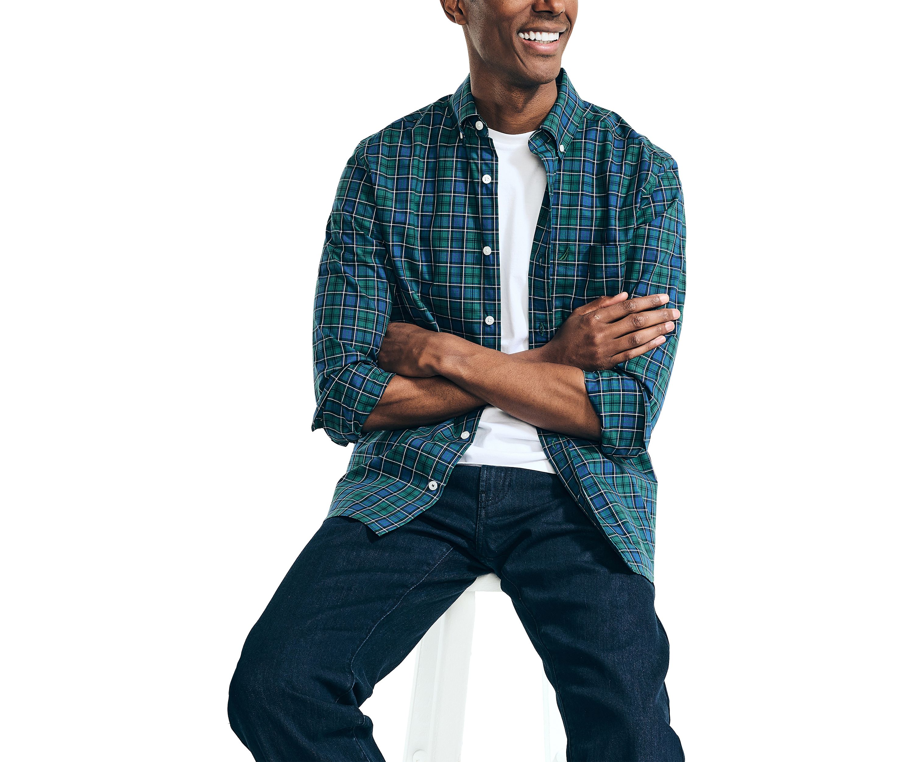 Wrinkle Resistant Plaid Wear to Work Shirt