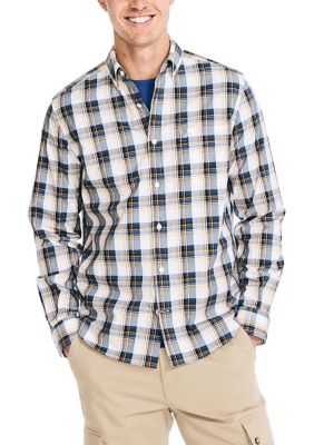 Nautica Men's Wrinkle Resistant Plaid Wear to Work Shirt, Small