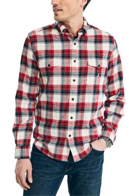 Nautica Men's Sustainably Crafted Plaid Flannel Shirt, Medium