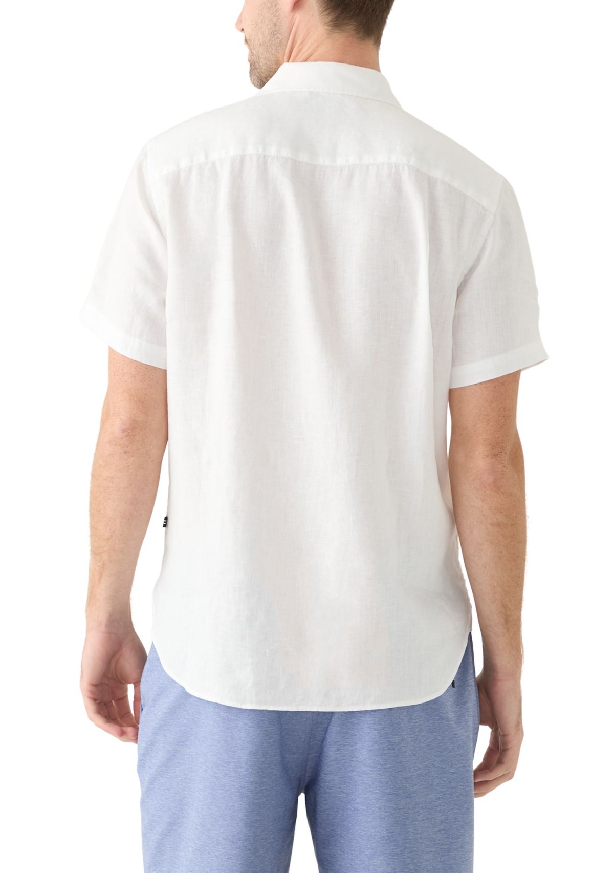 Short Sleeve Solid Linen Button Up Shirt 