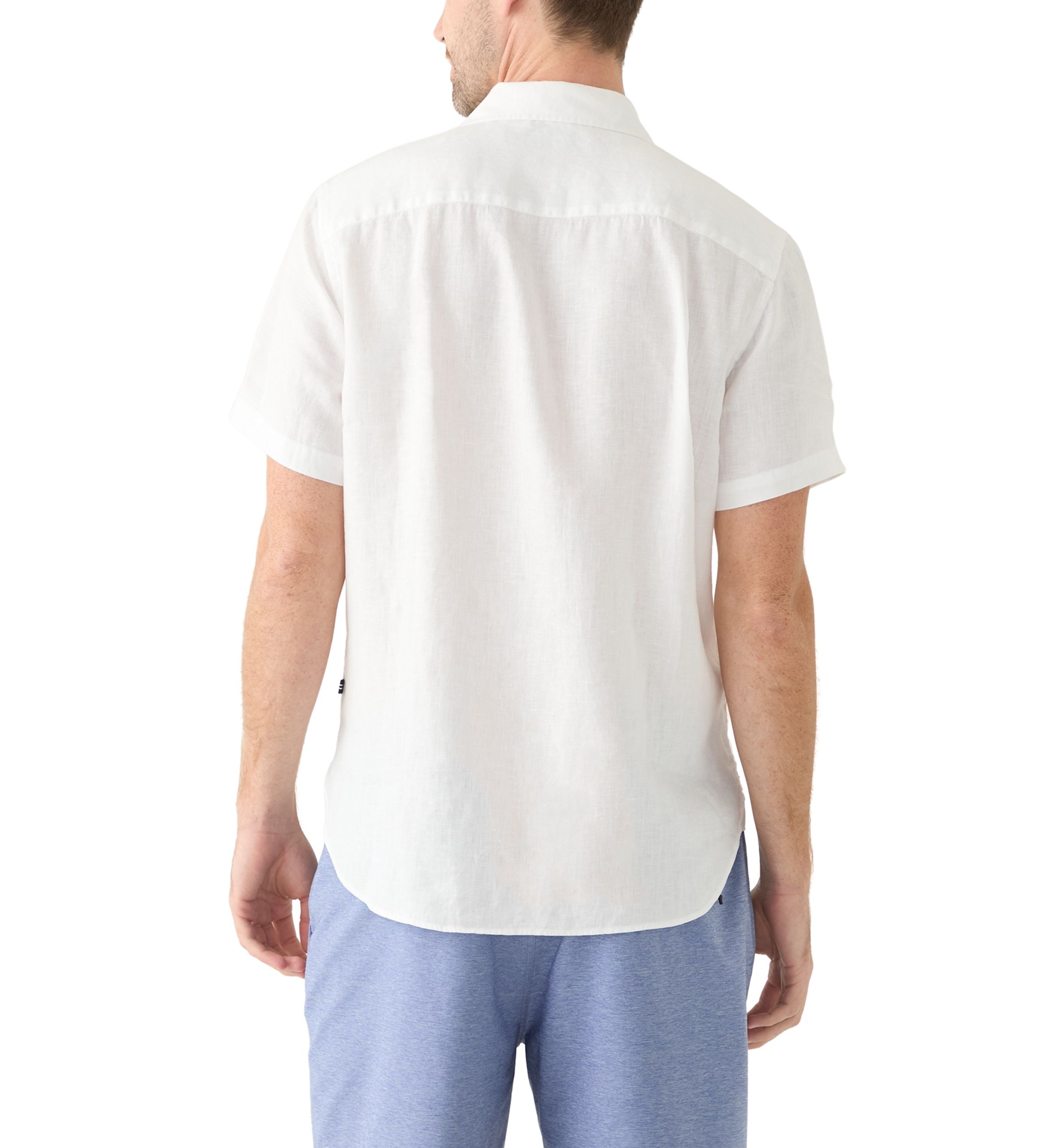 Short Sleeve Solid Linen Button Up Shirt 