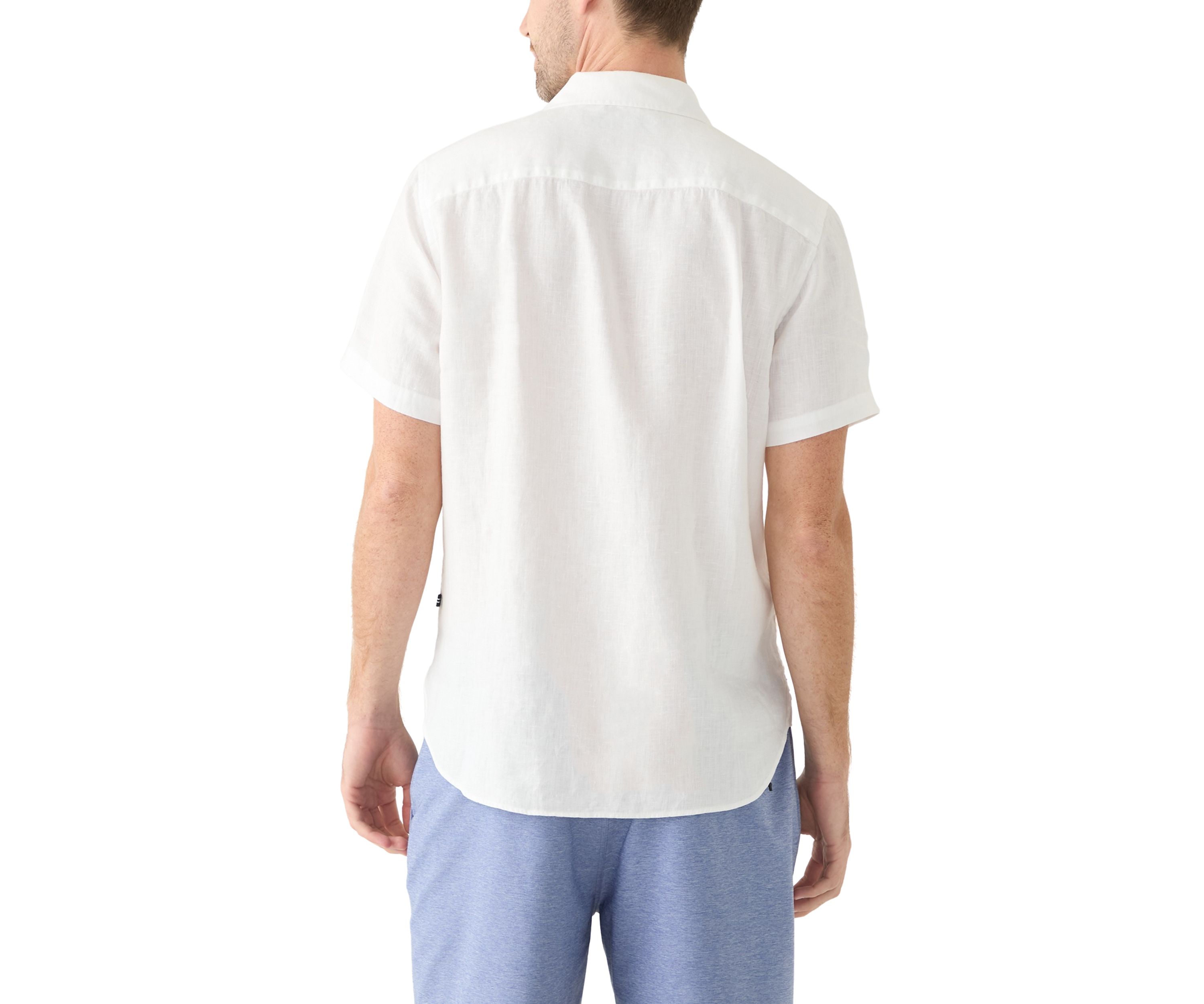 Short Sleeve Solid Linen Button Up Shirt 