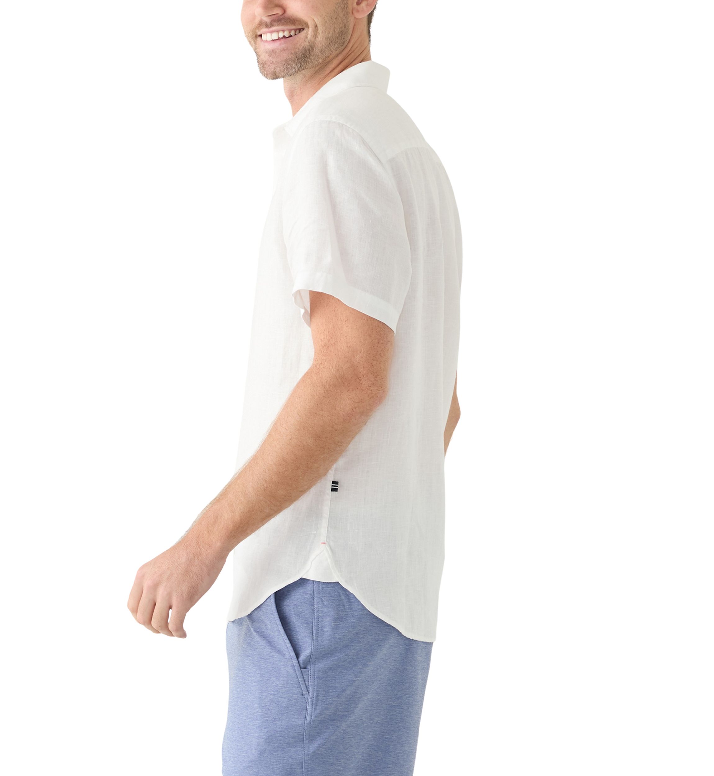 Short Sleeve Solid Linen Button Up Shirt 