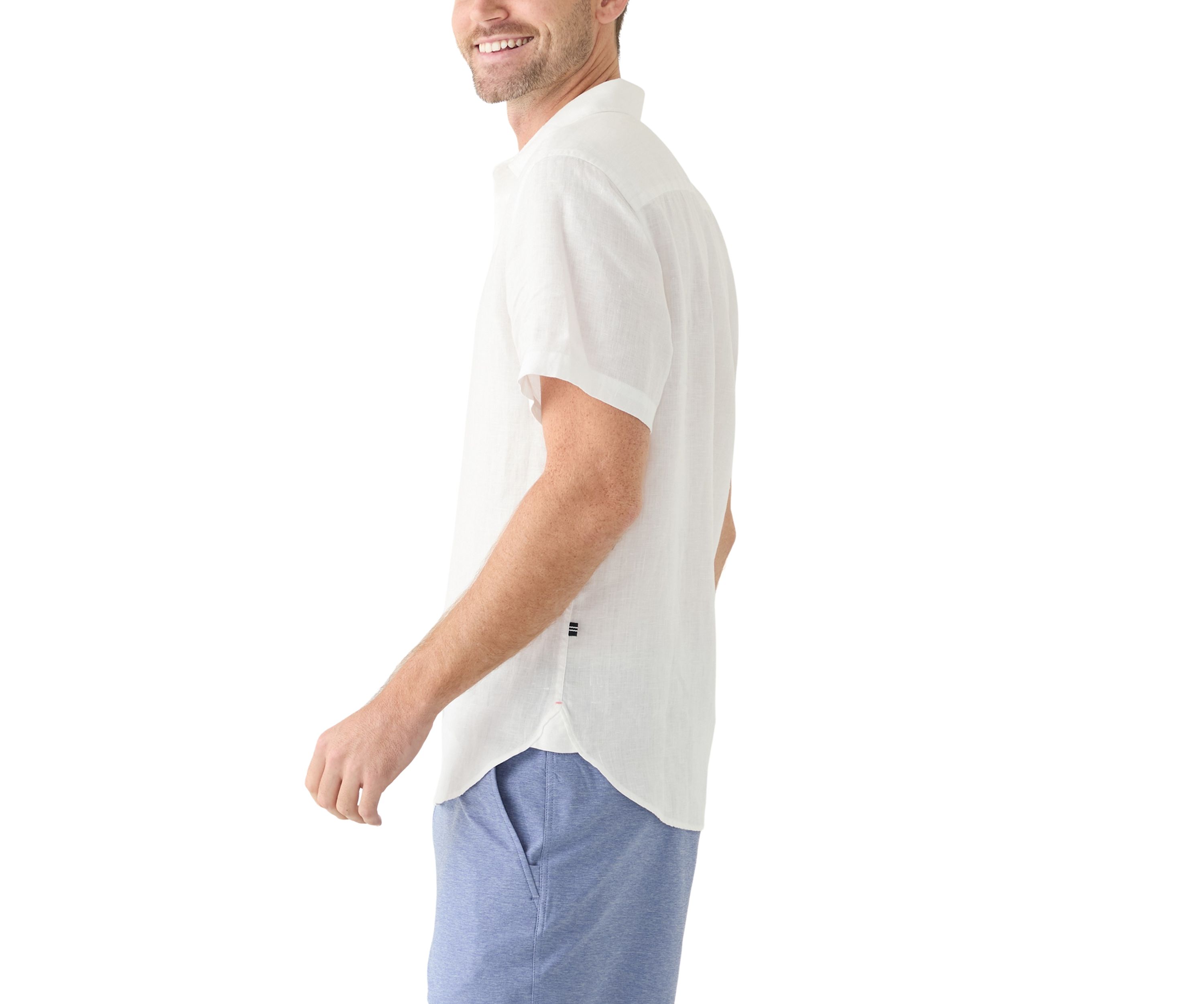 Short Sleeve Solid Linen Button Up Shirt 