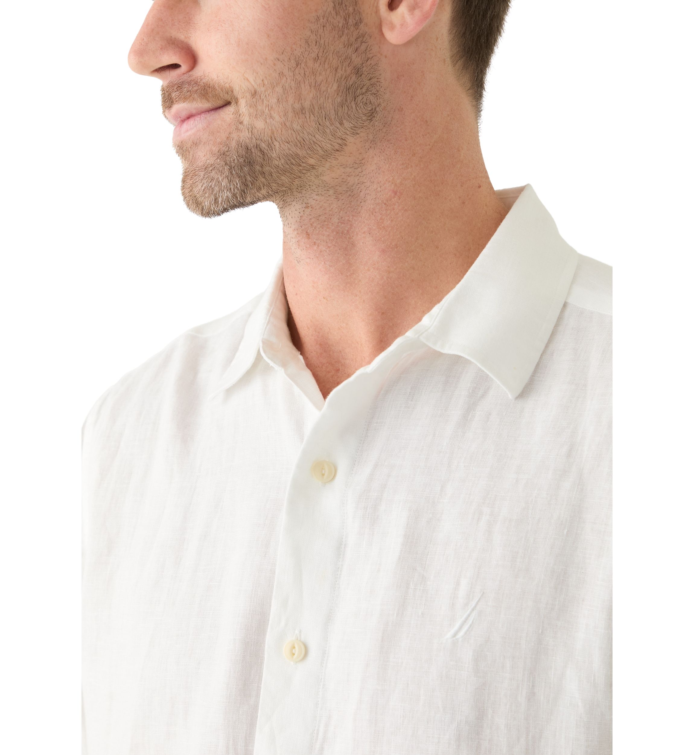 Short Sleeve Solid Linen Button Up Shirt 