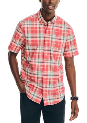 Nautica Men's Sustainably Crafted Plaid Short Sleeve Shirt, Medium