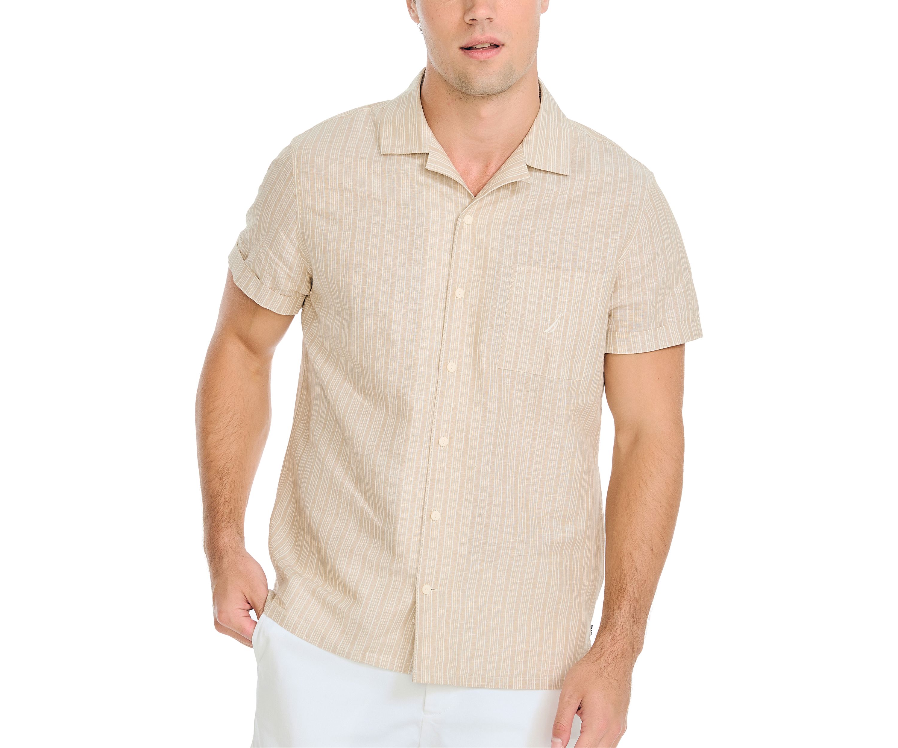 Sustainably Crafted Striped Linen Short Sleeve Shirt