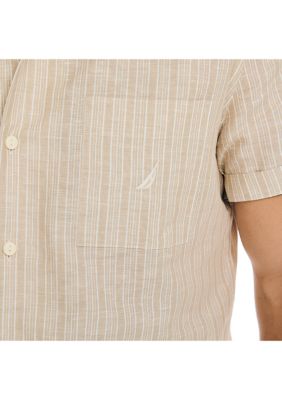 Sustainably Crafted Striped Linen Short Sleeve Shirt