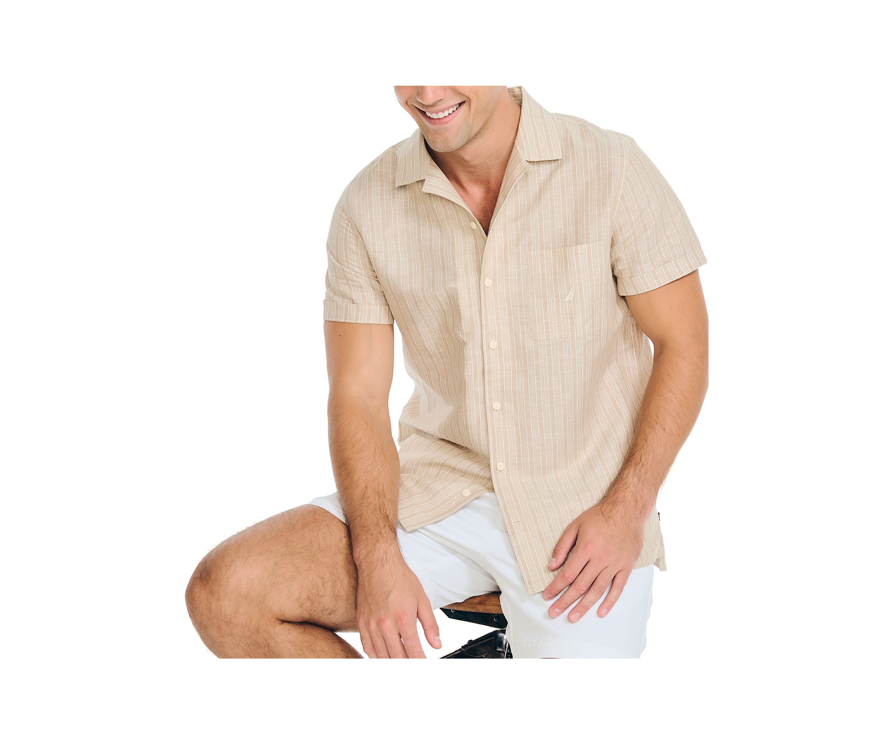 Sustainably Crafted Striped Linen Short Sleeve Shirt