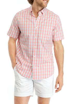 Nautica Men's Sustainably Crafted Plaid Short Sleeve Shirt, Medium