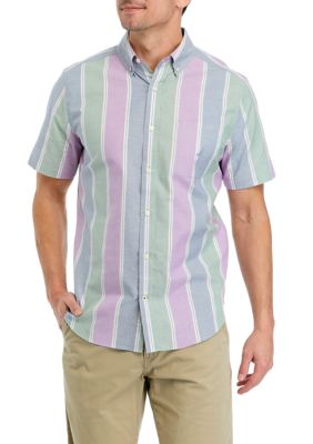 Striped Short-Sleeve Oxford Shirt