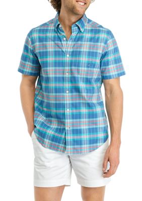 Nautica Men's Sustainably Crafted Plaid Short Sleeve Shirt, Medium