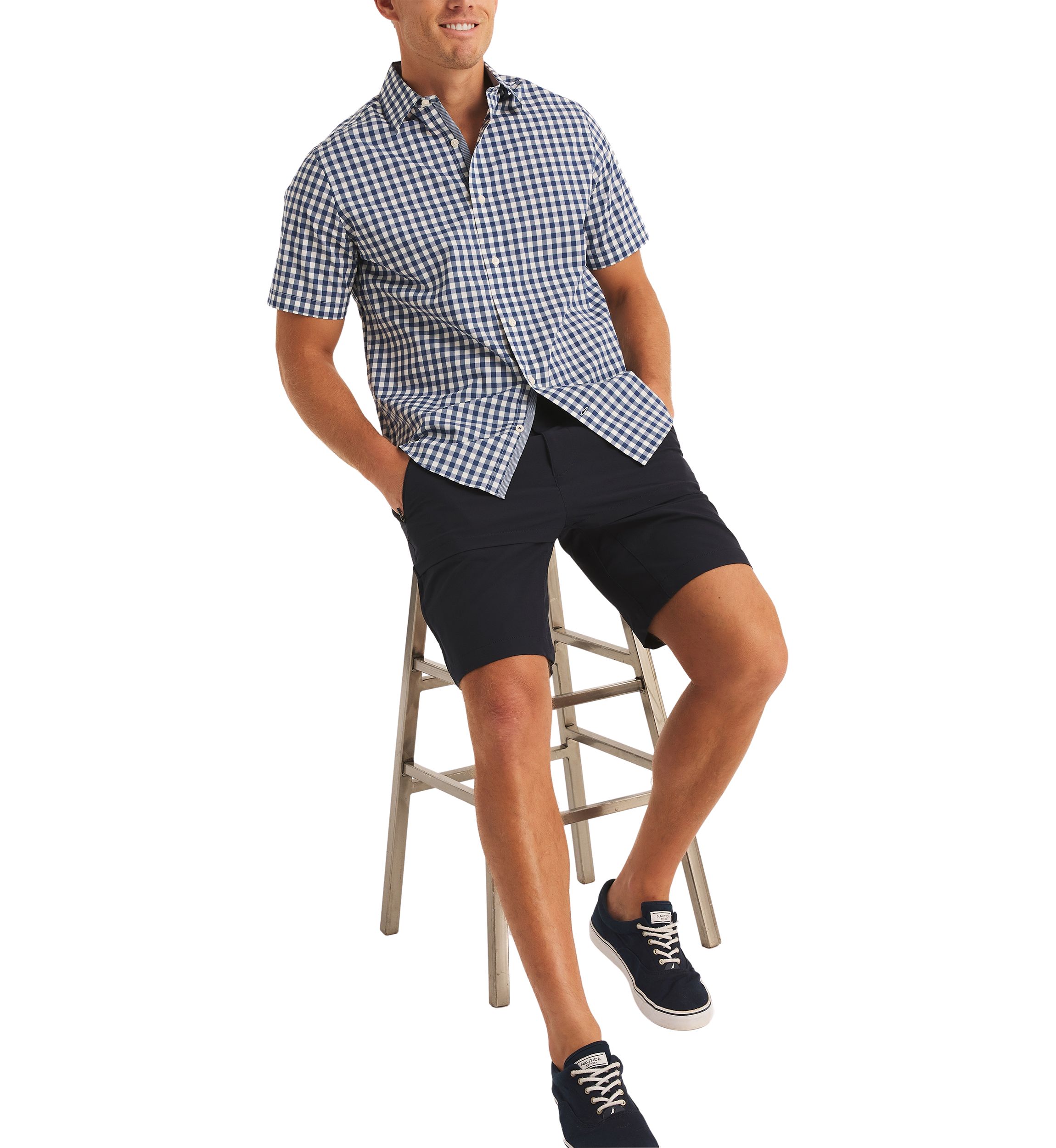 Navtech Trim Fit Plaid Short Sleeve Shirt