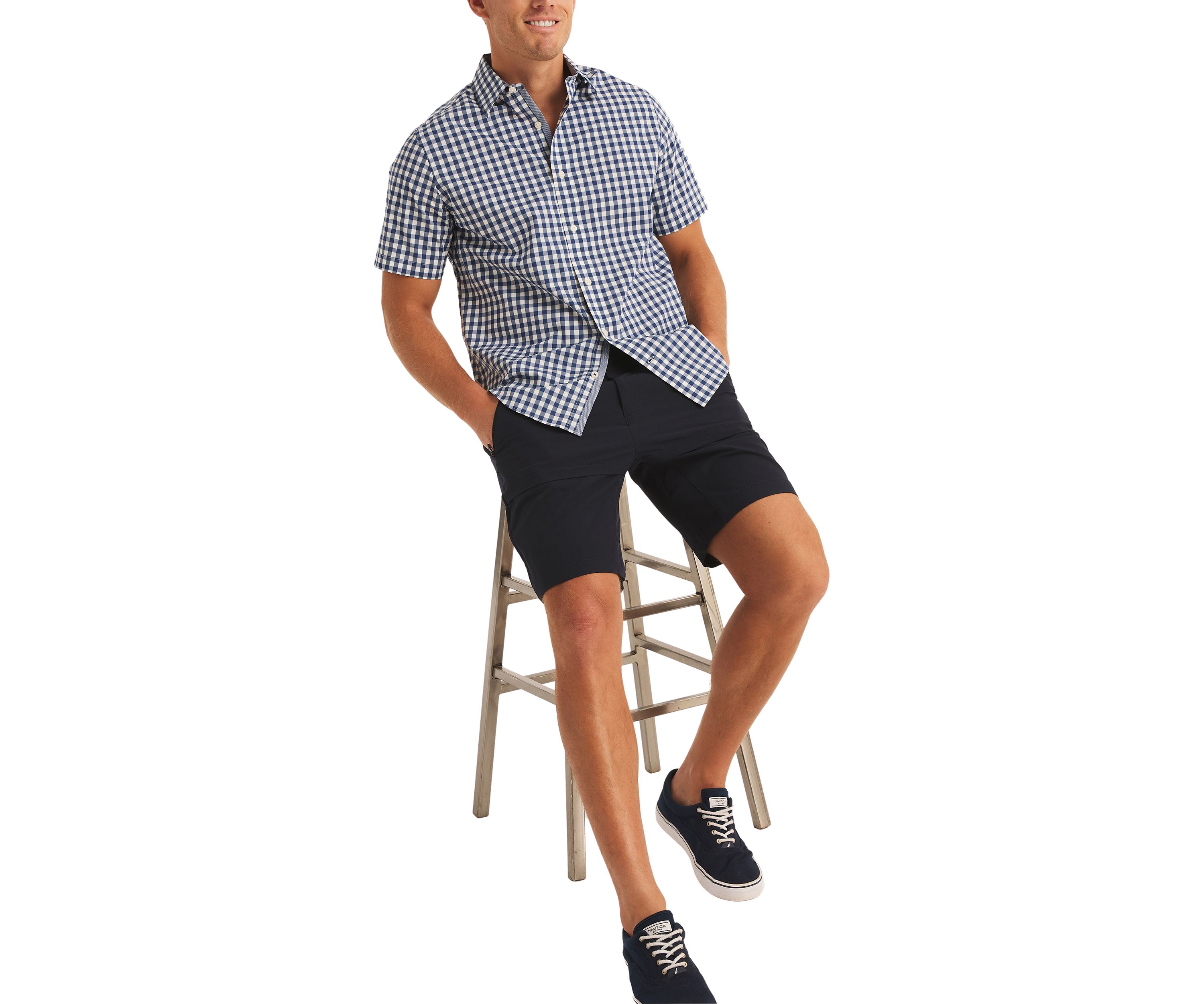 Navtech Trim Fit Plaid Short Sleeve Shirt