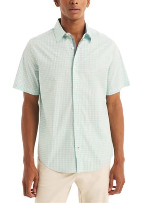 Nautica Men's Navtech Trim Fit Plaid Short Sleeve Shirt, Medium