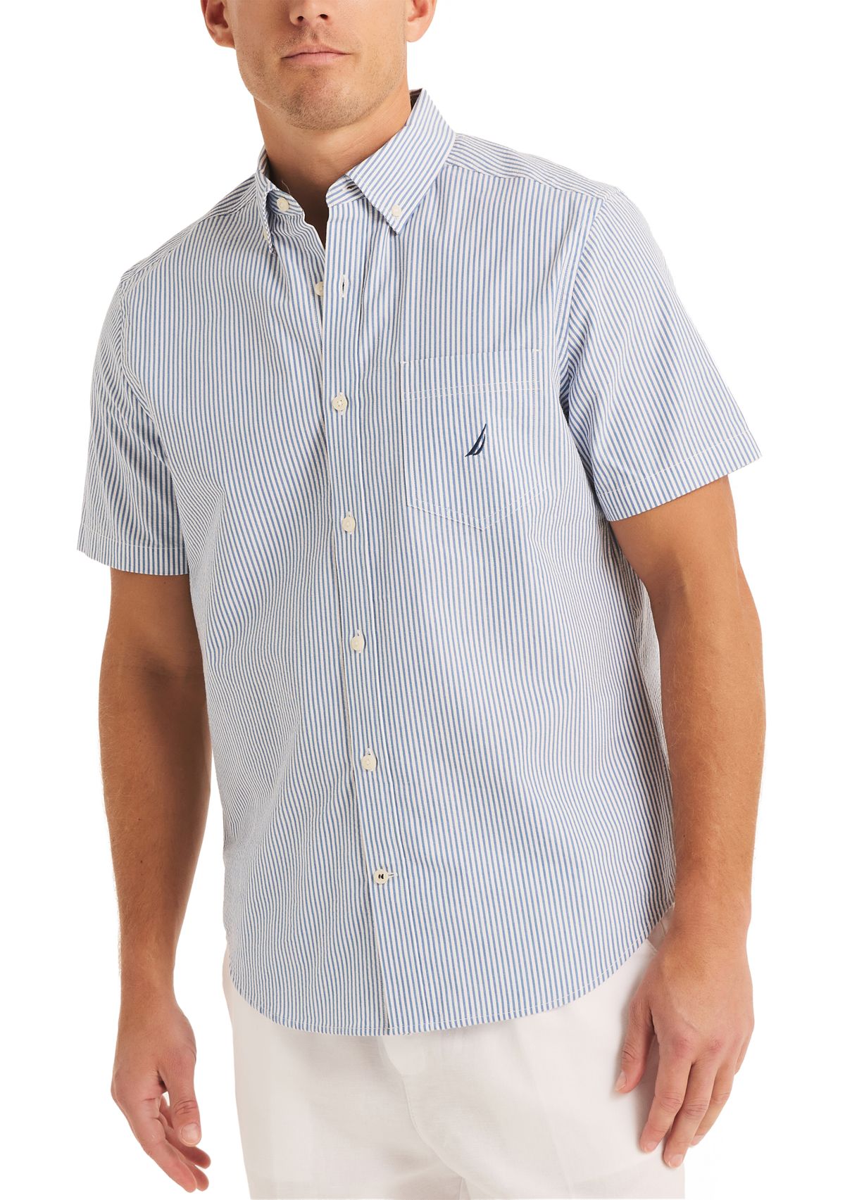Striped Seersucker Short Sleeve Shirt