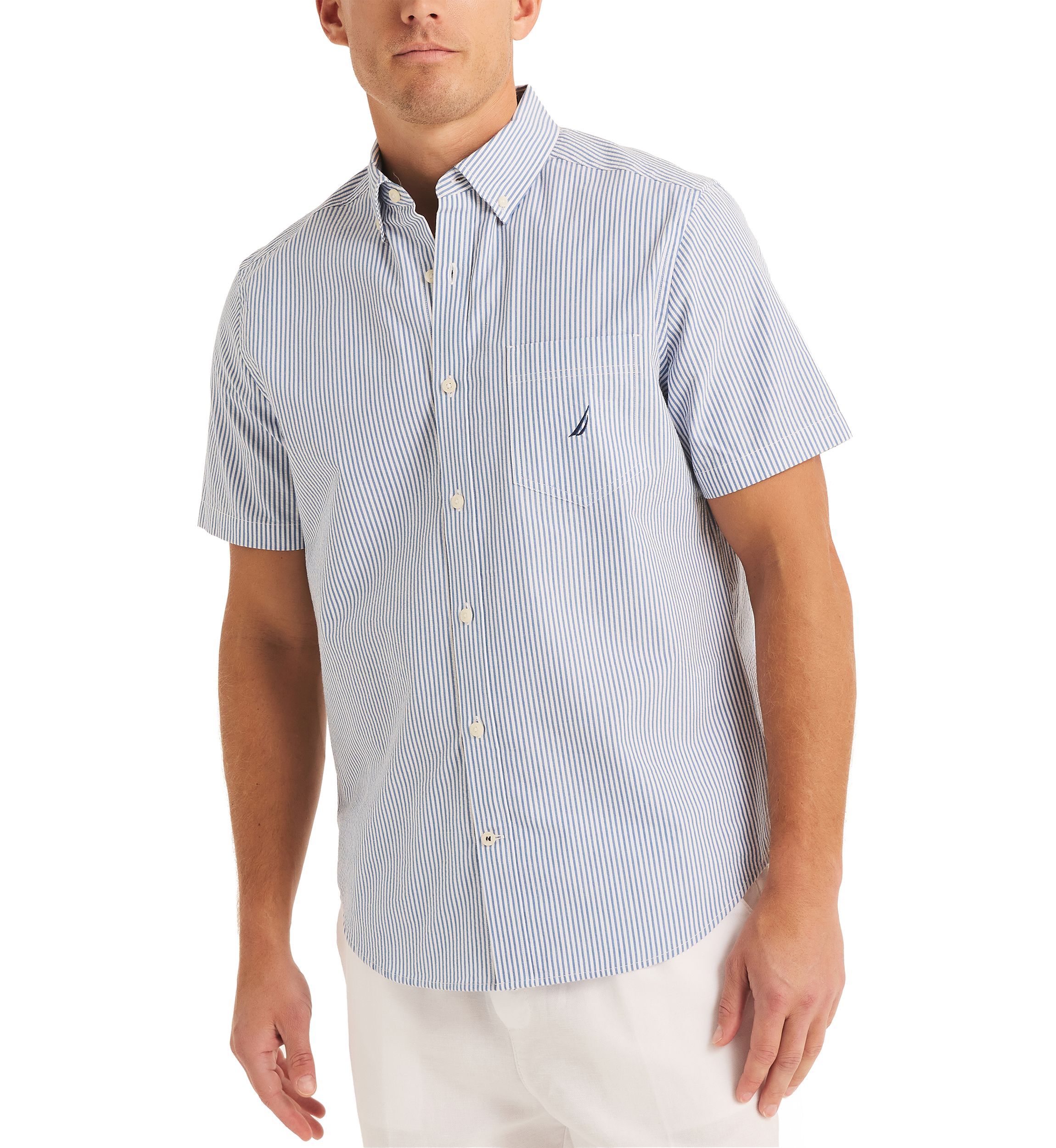 Striped Seersucker Short Sleeve Shirt
