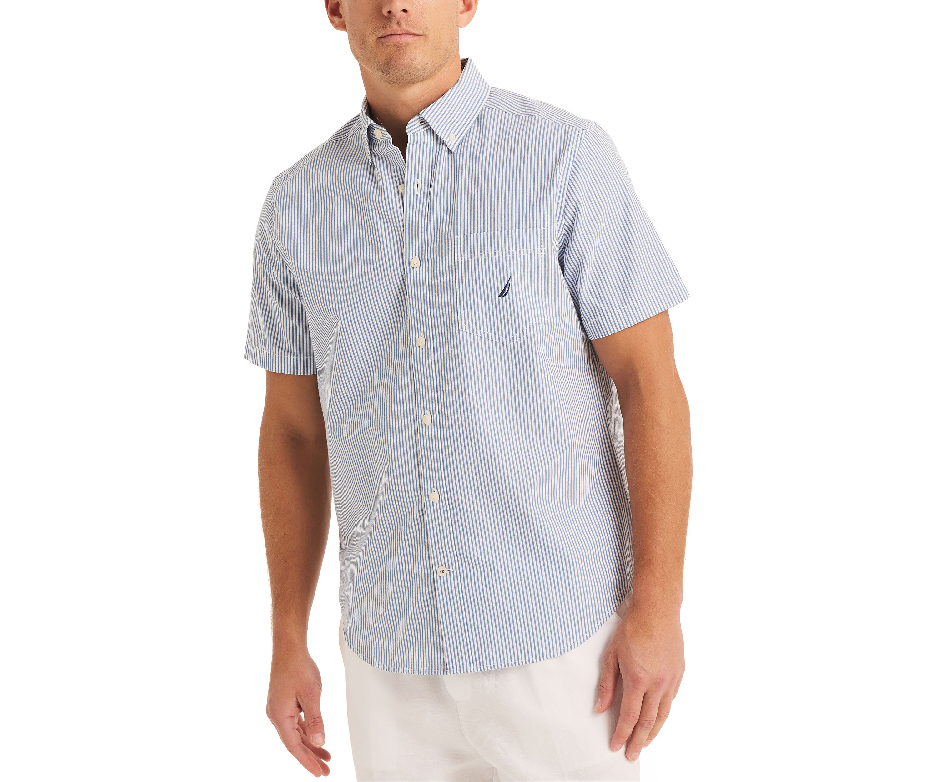 Striped Seersucker Short Sleeve Shirt