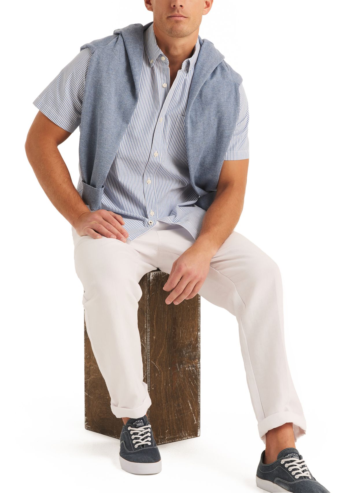 Striped Seersucker Short Sleeve Shirt