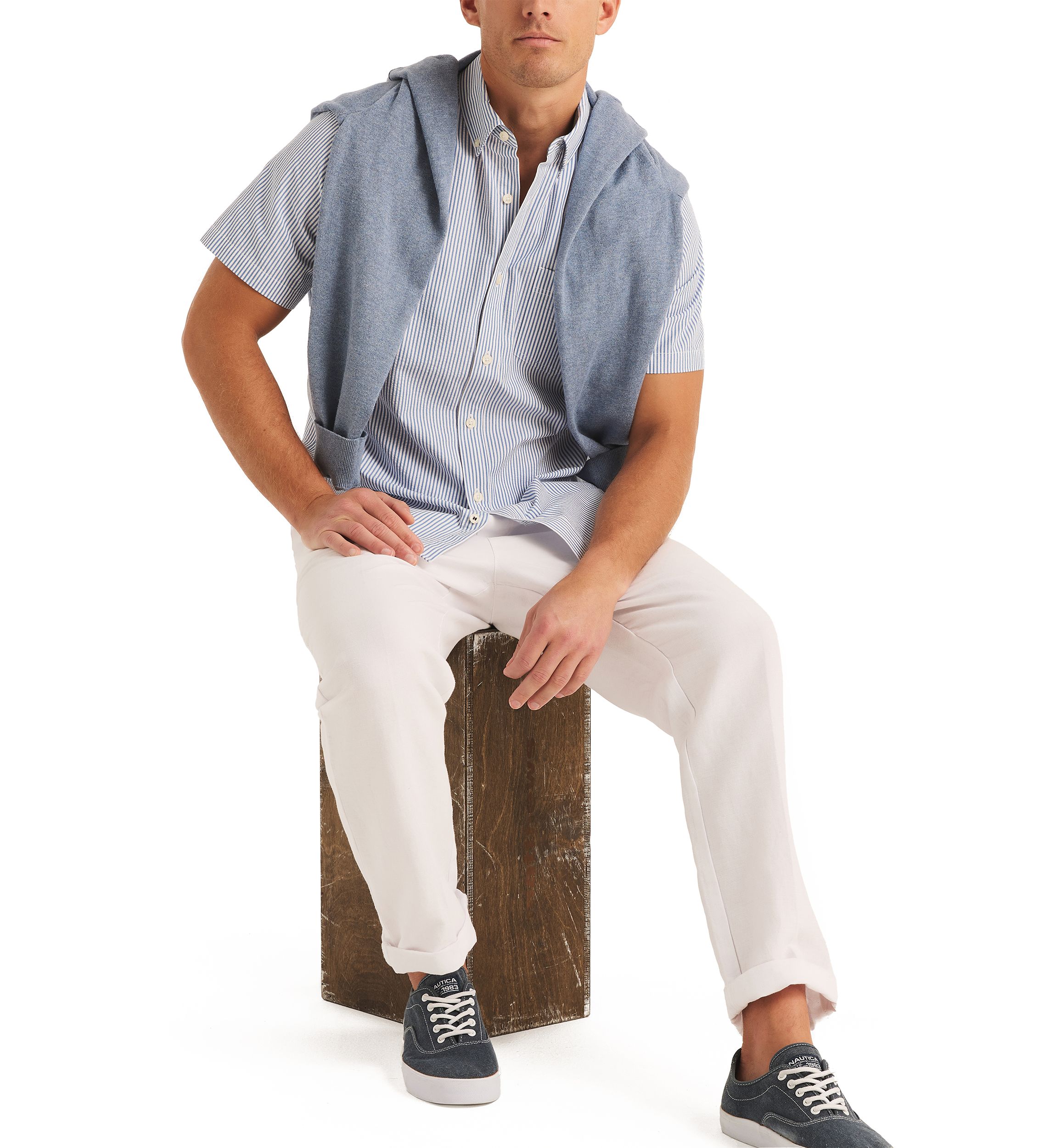 Striped Seersucker Short Sleeve Shirt
