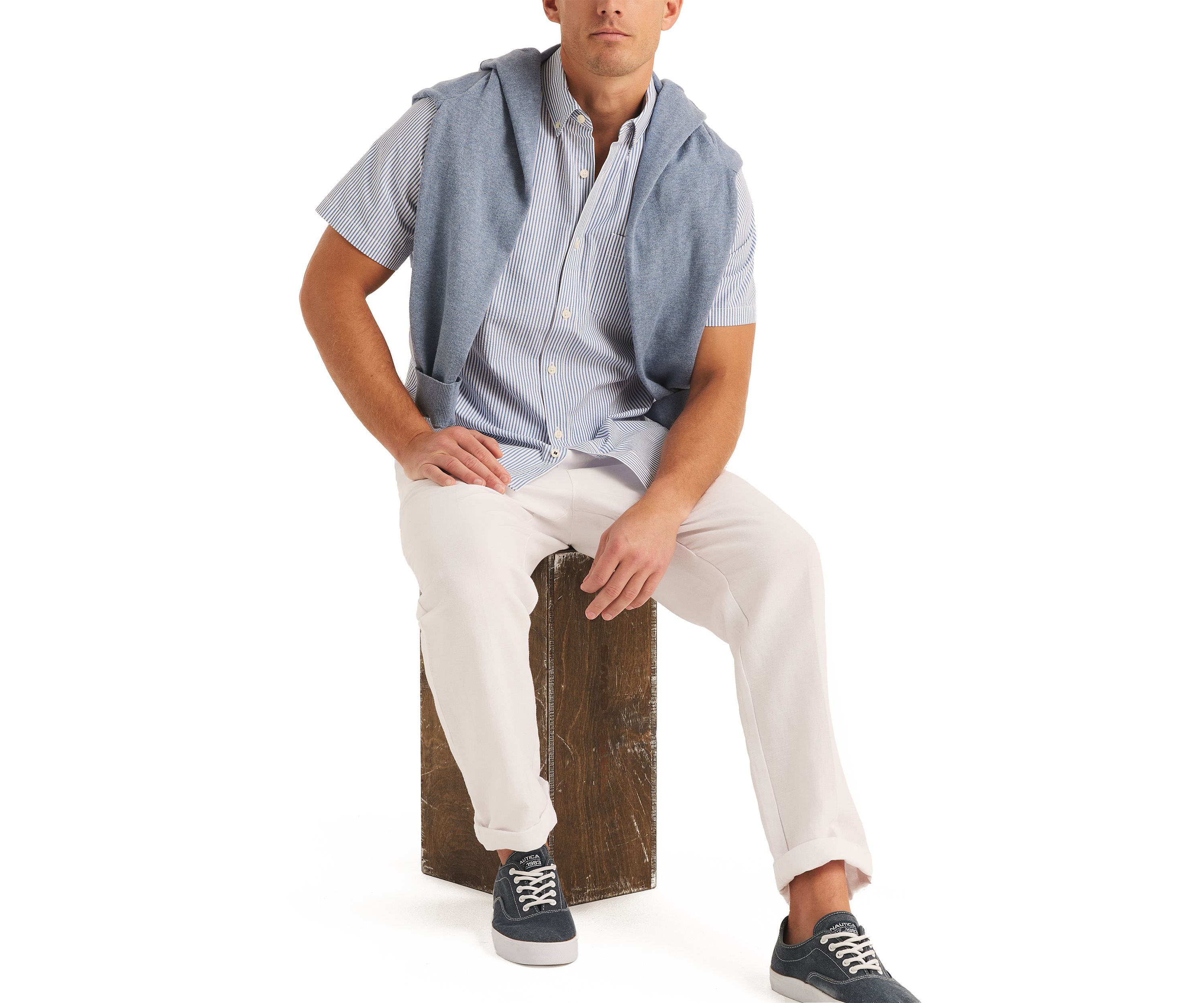 Striped Seersucker Short Sleeve Shirt