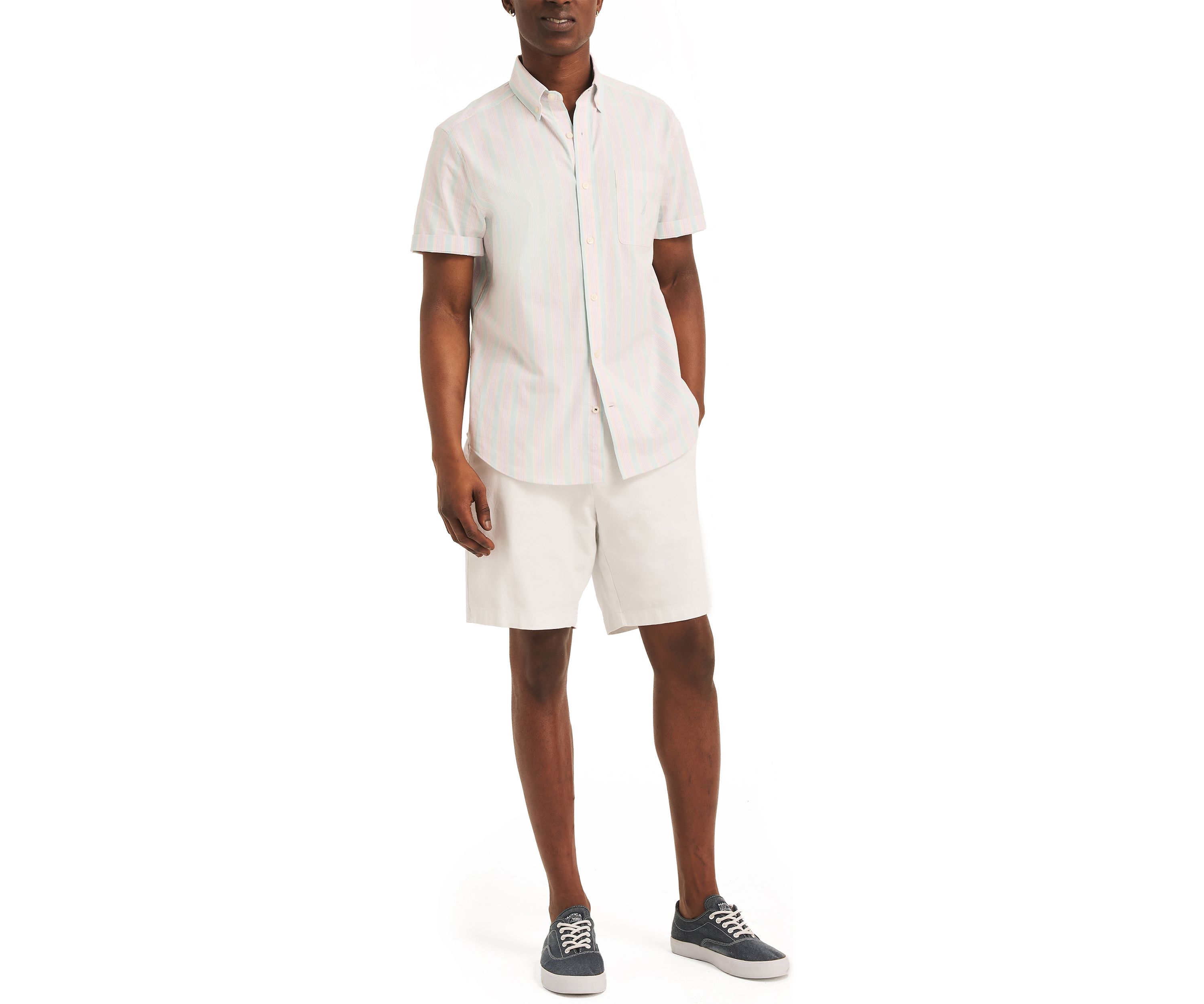 Striped Short-Sleeve Oxford Shirt