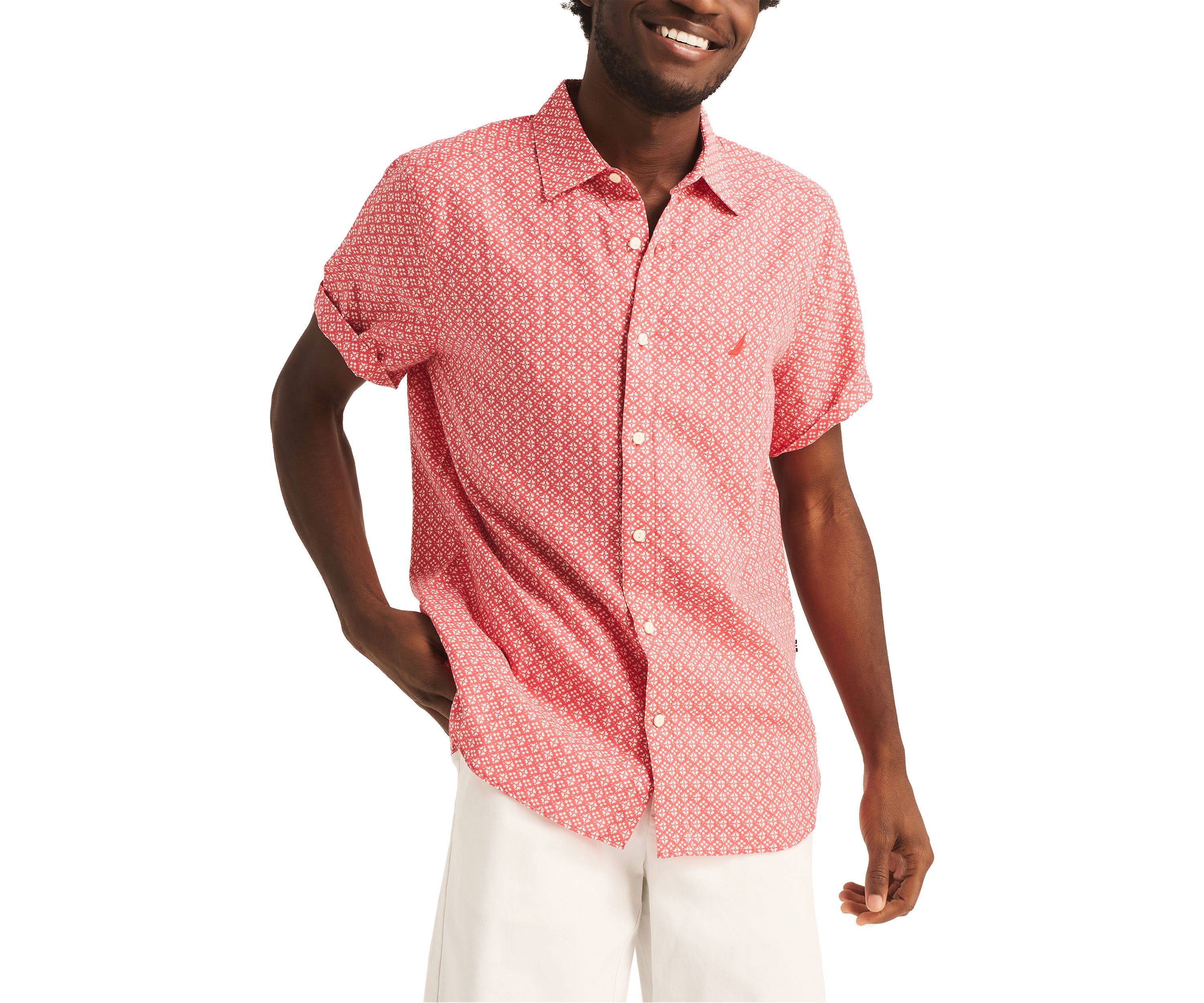 Printed Linen Short-Sleeve Shirt