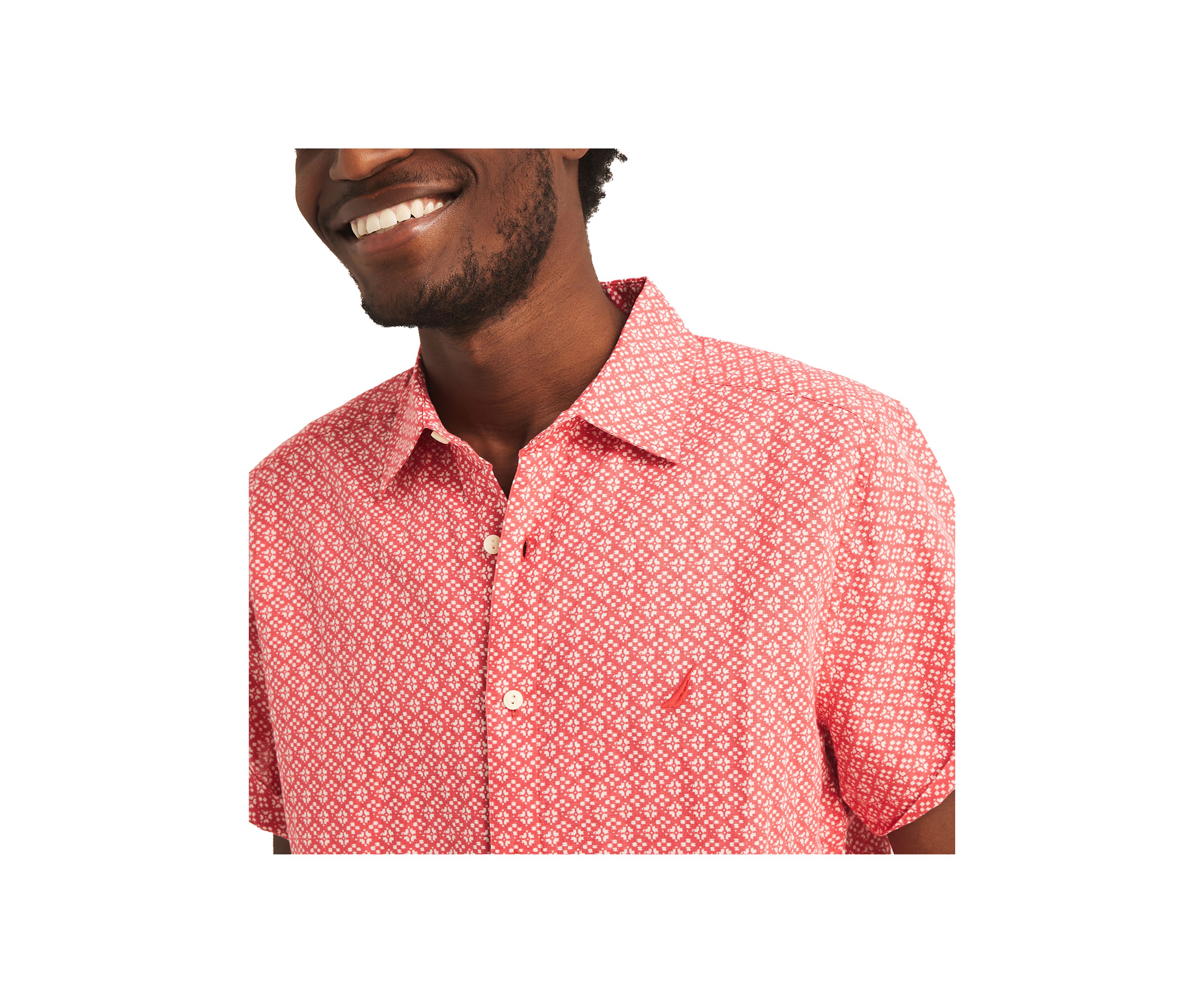 Printed Linen Short-Sleeve Shirt