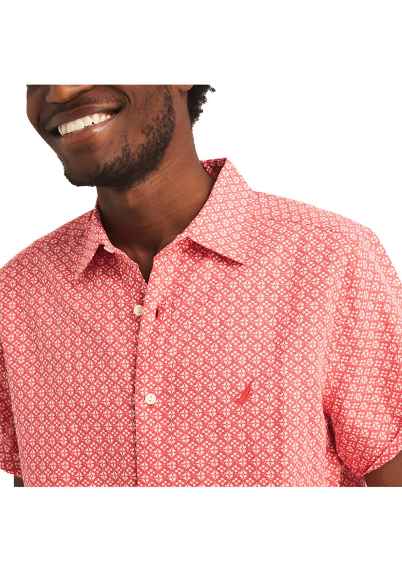 Printed Linen Short-Sleeve Shirt