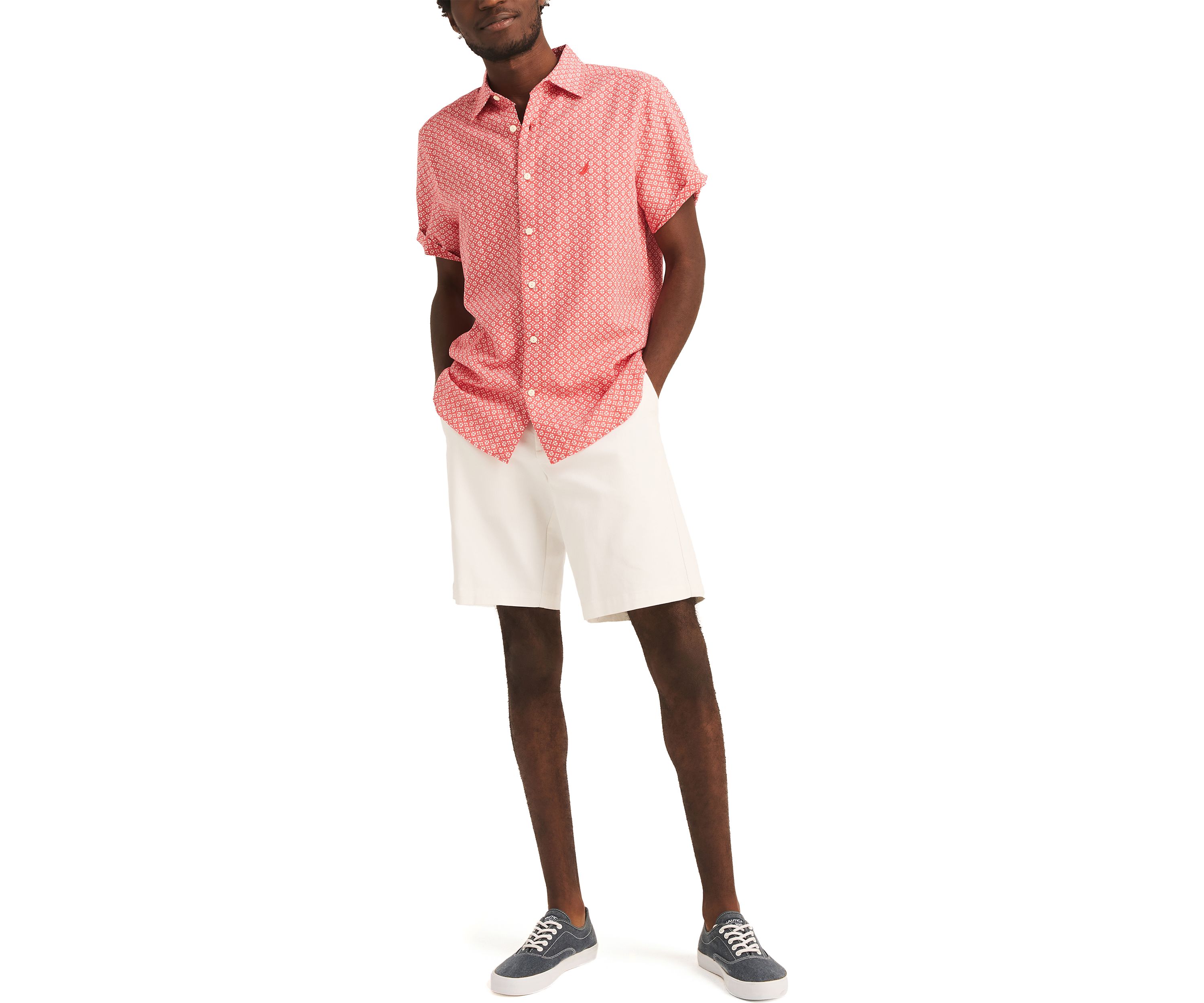 Printed Linen Short-Sleeve Shirt