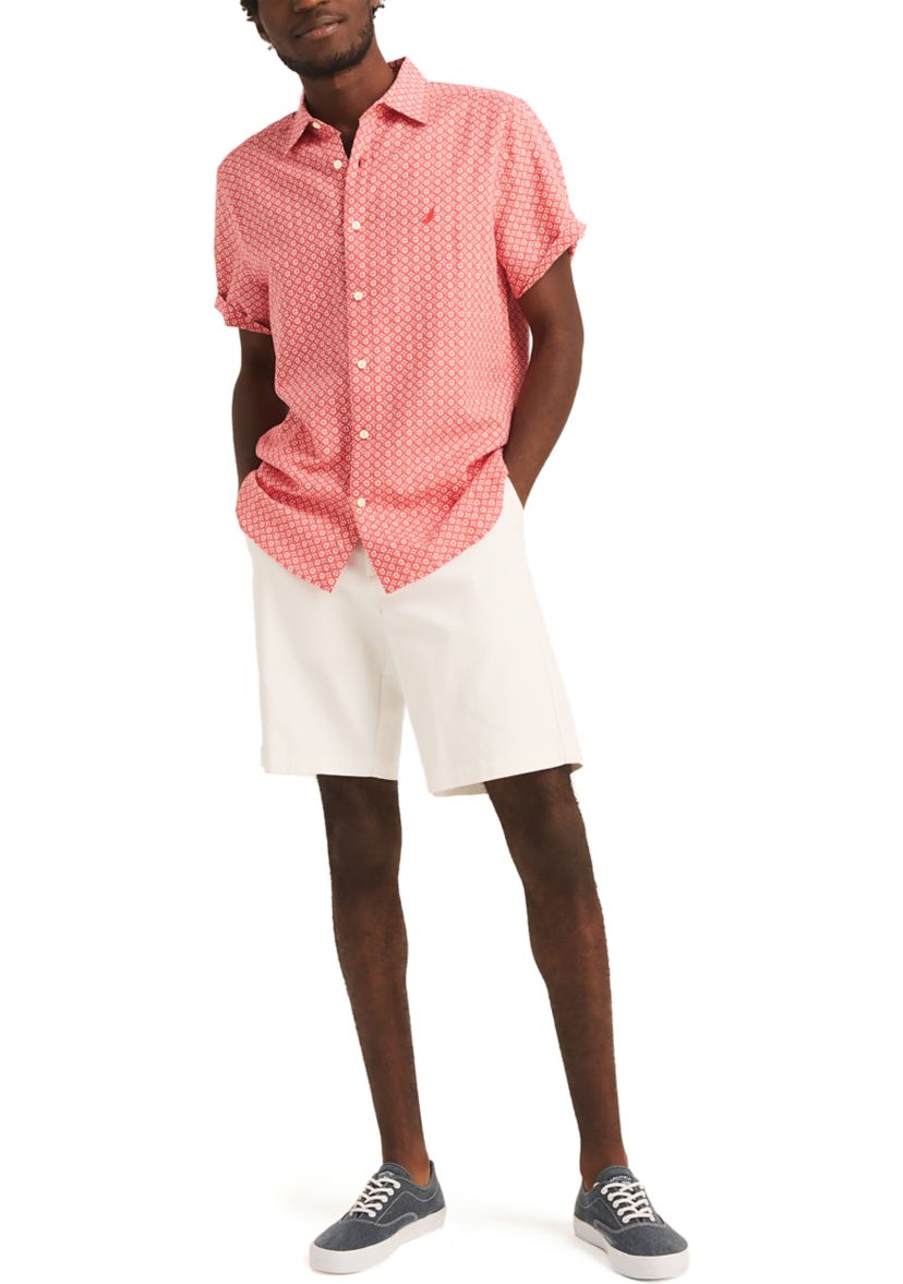 Printed Linen Short-Sleeve Shirt