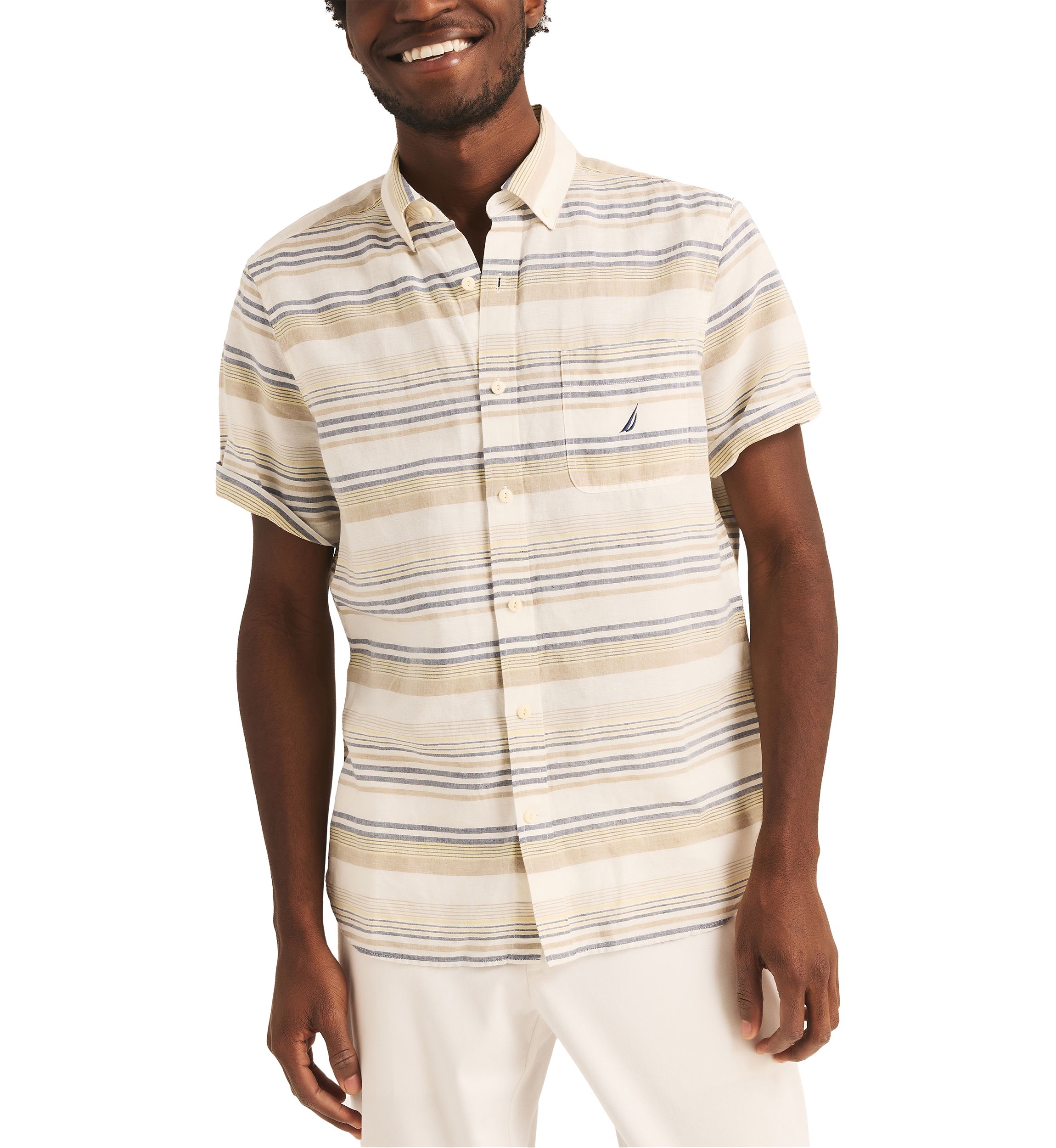 Striped Linen Short Sleeve Shirt