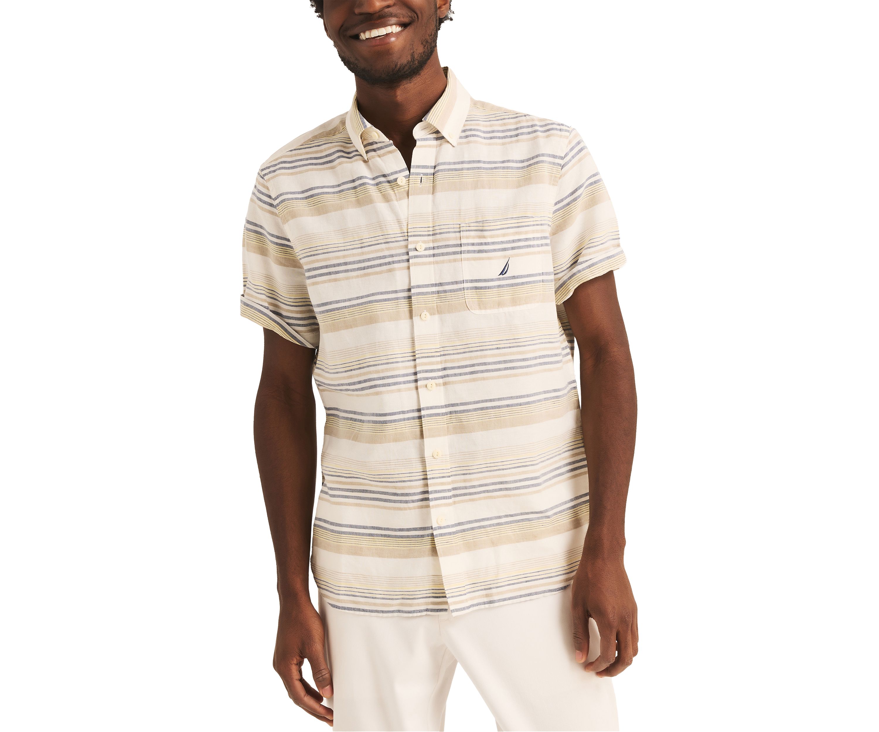 Striped Linen Short Sleeve Shirt