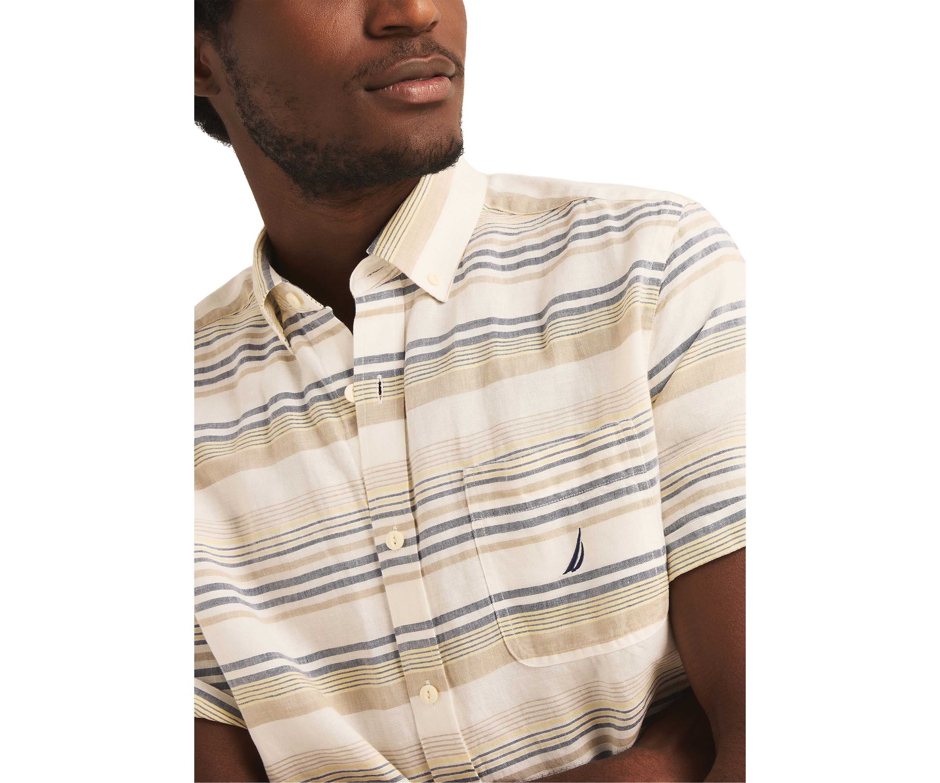 Striped Linen Short Sleeve Shirt