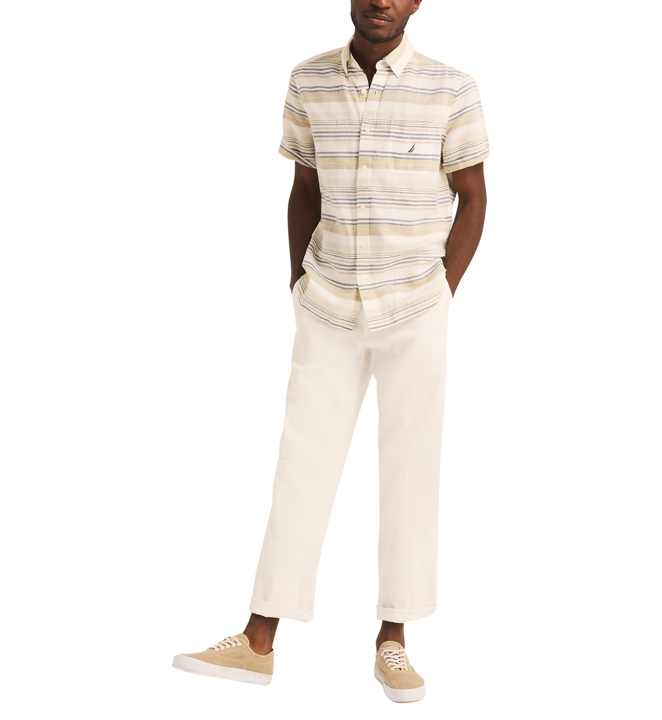 Striped Linen Short Sleeve Shirt