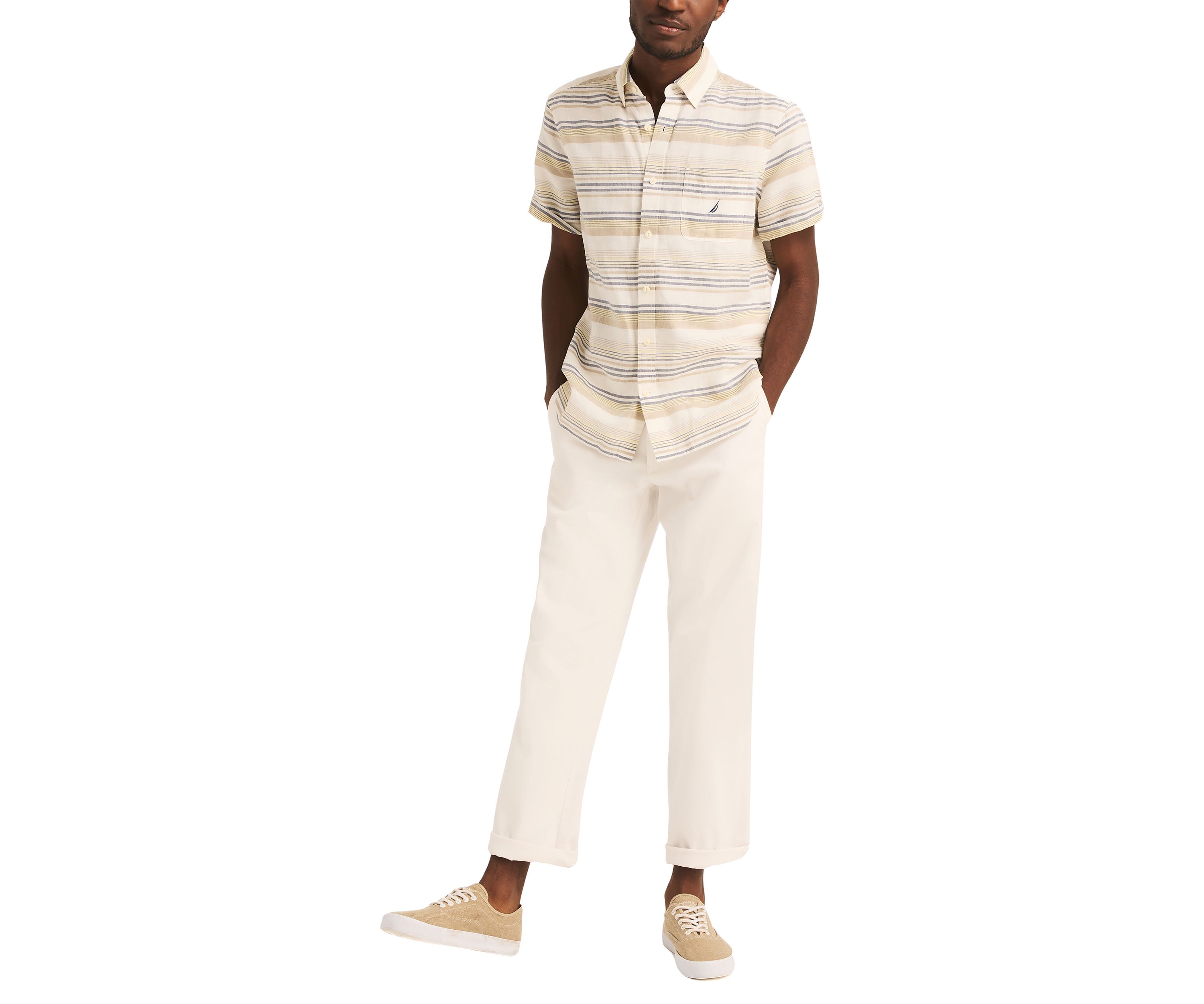 Striped Linen Short Sleeve Shirt