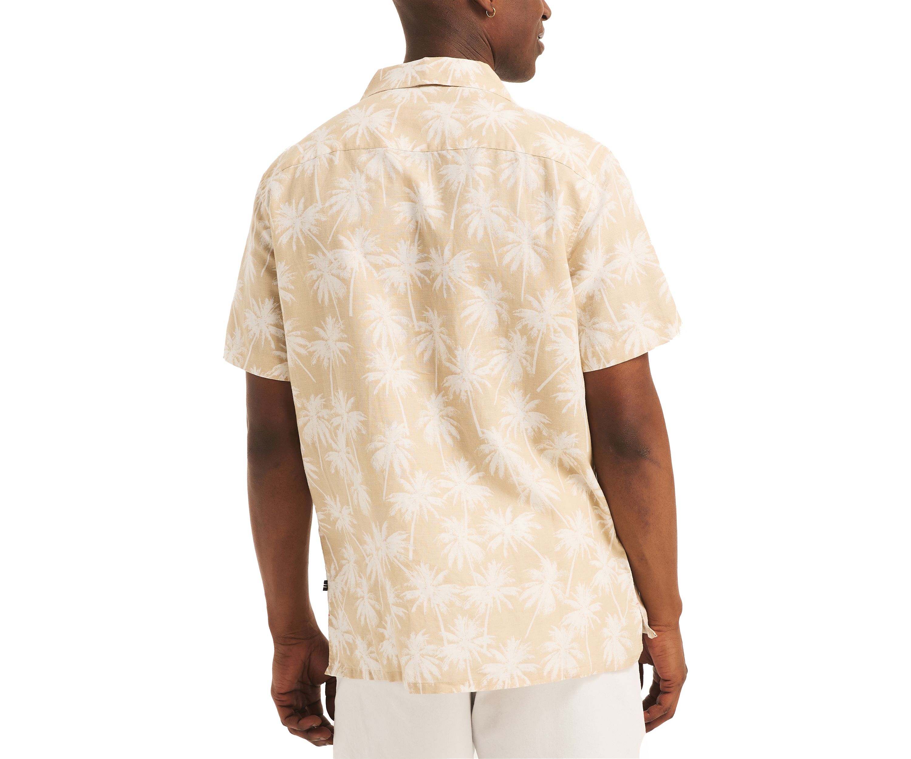 Printed Linen Short-Sleeve Camp Shirt