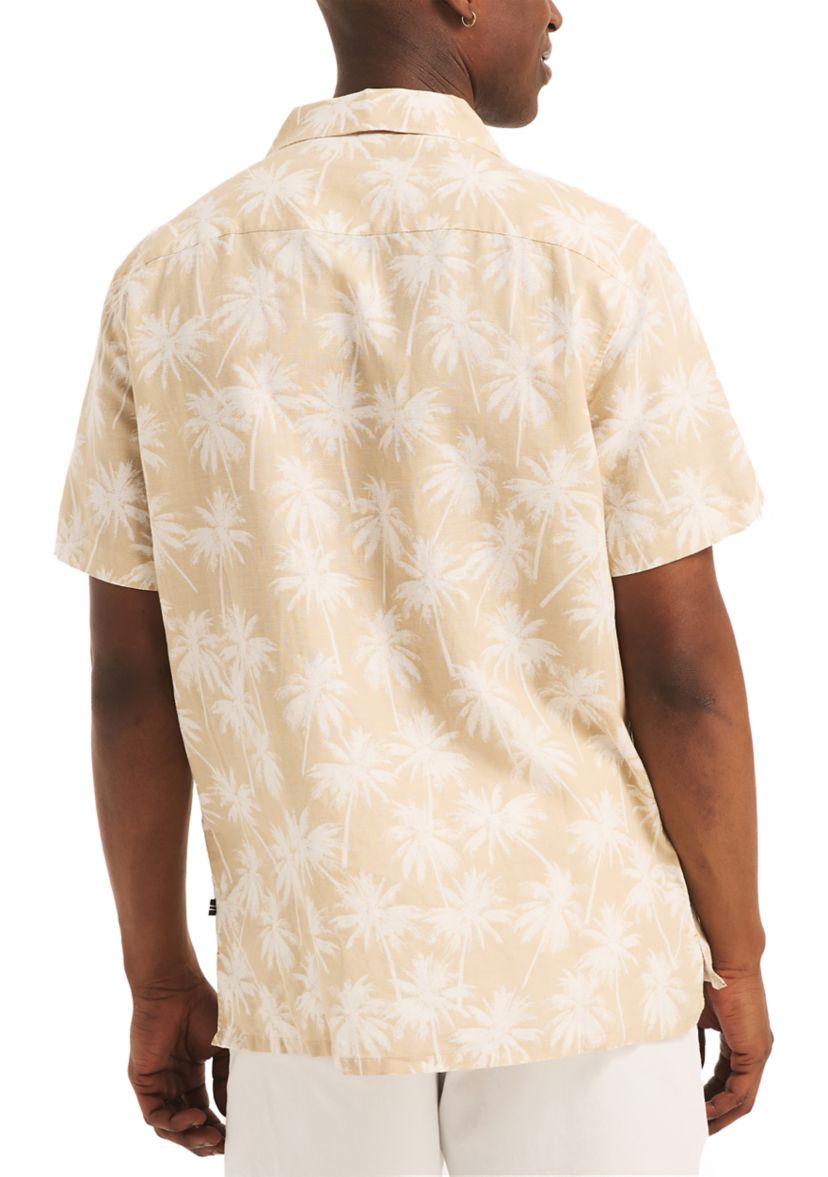 Printed Linen Short-Sleeve Camp Shirt
