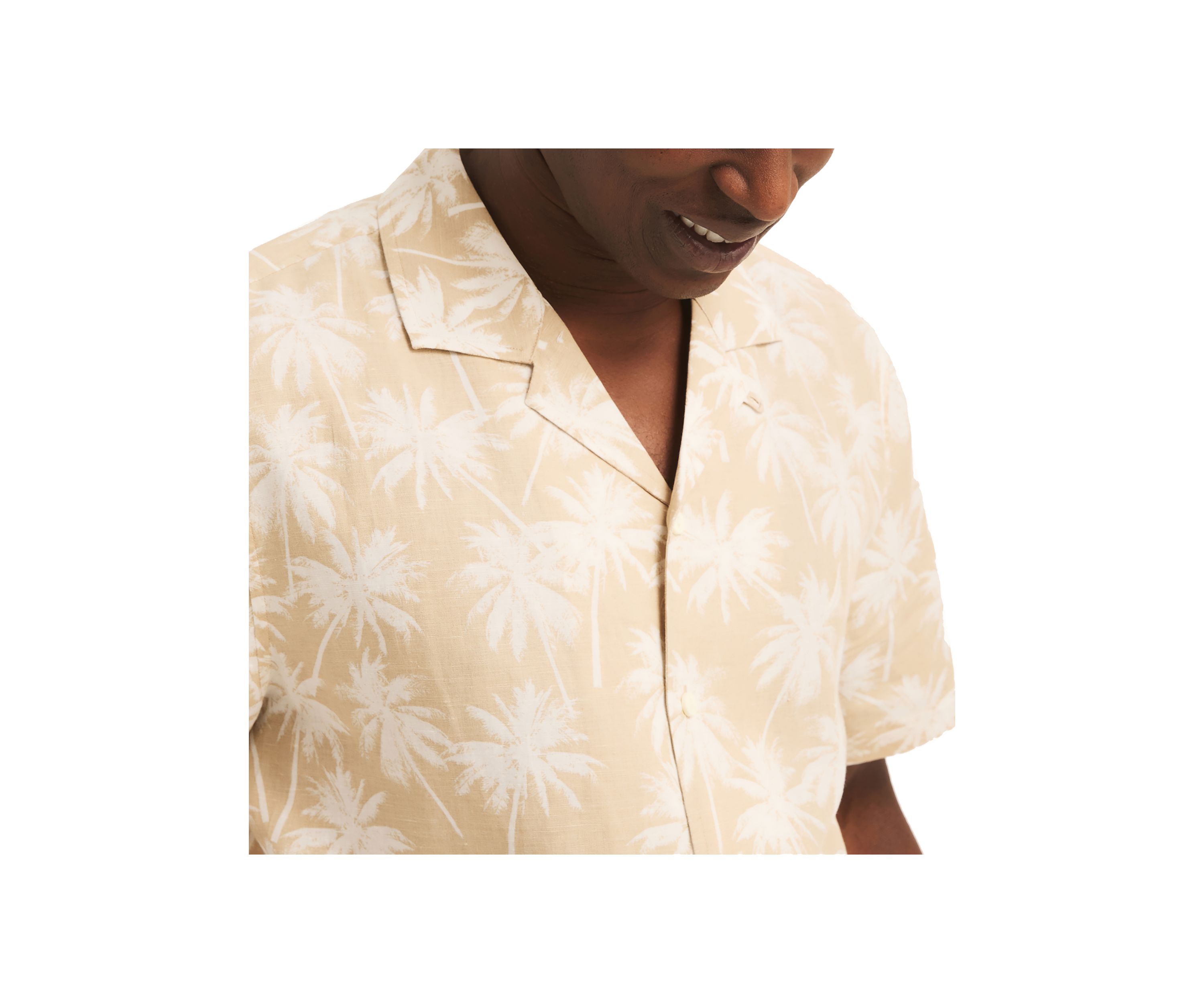 Printed Linen Short-Sleeve Camp Shirt