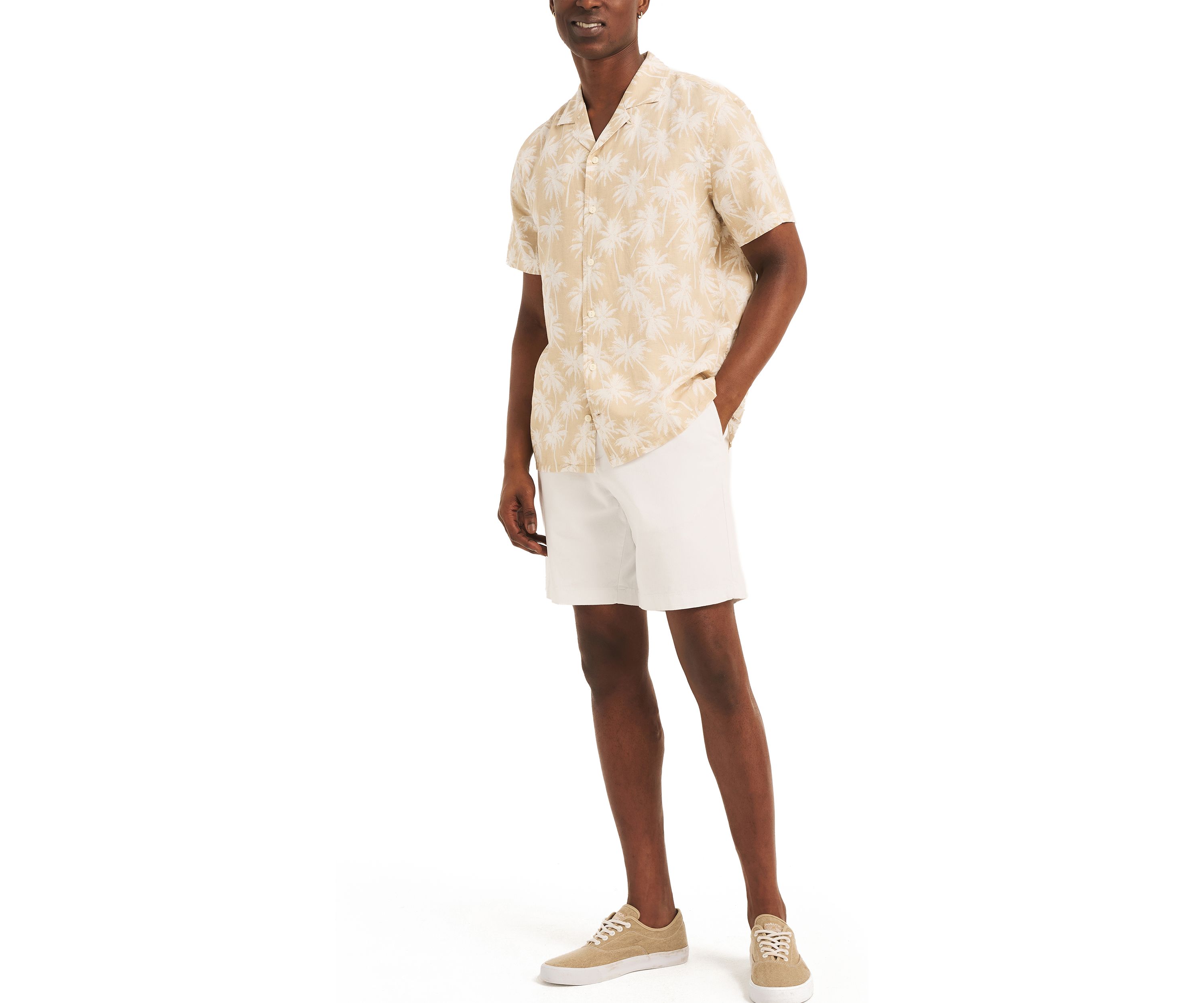 Printed Linen Short-Sleeve Camp Shirt