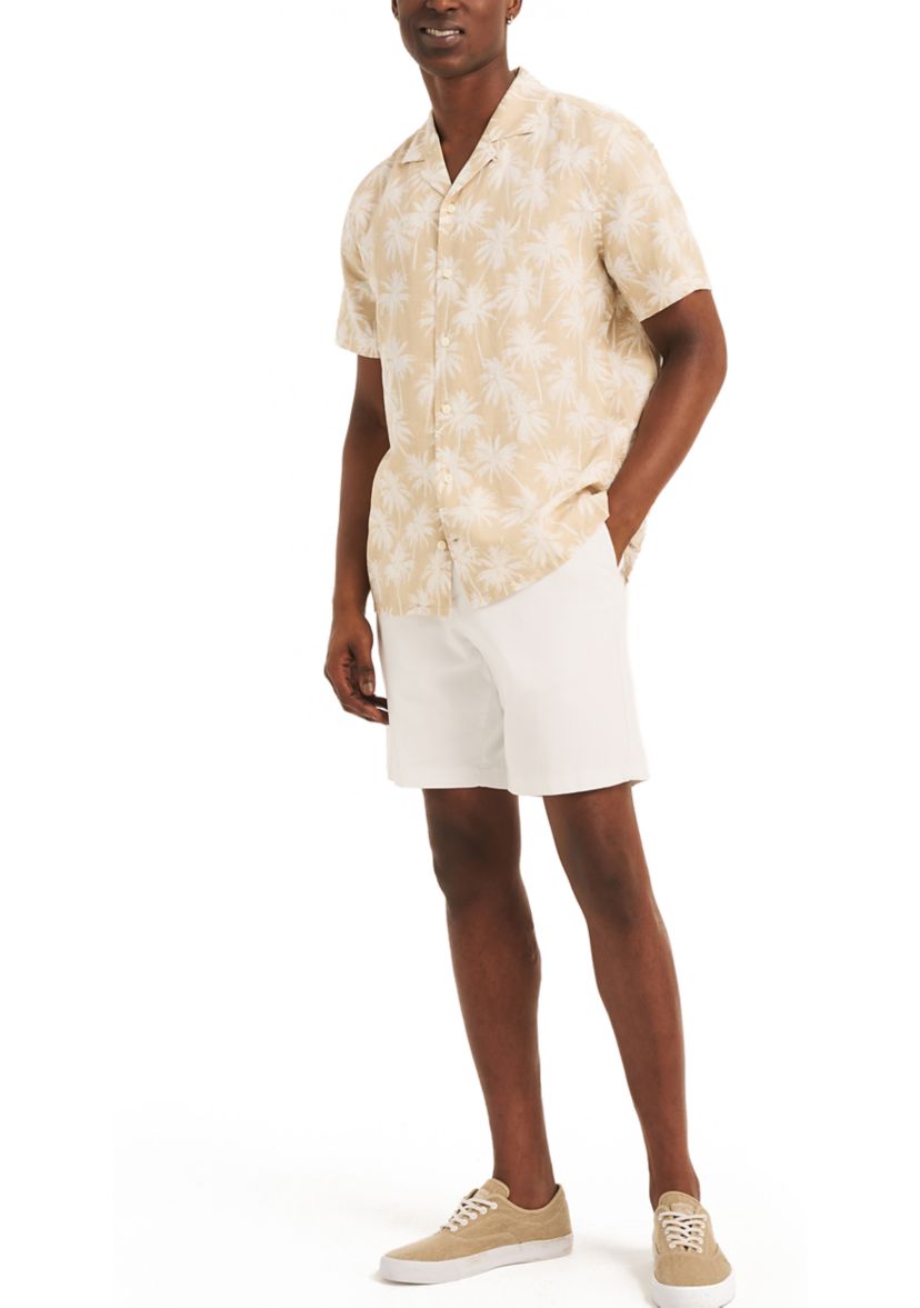 Printed Linen Short-Sleeve Camp Shirt