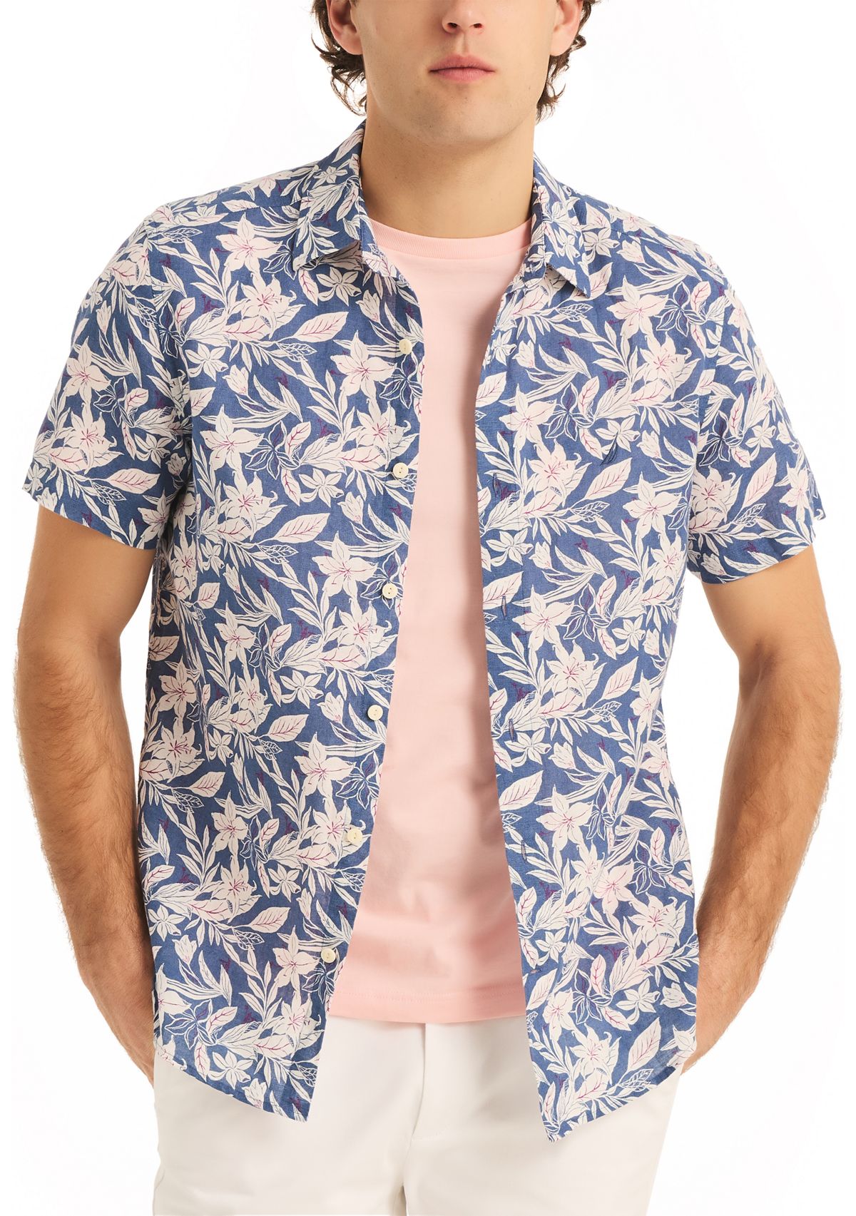 Printed Linen Short-Sleeve Shirt
