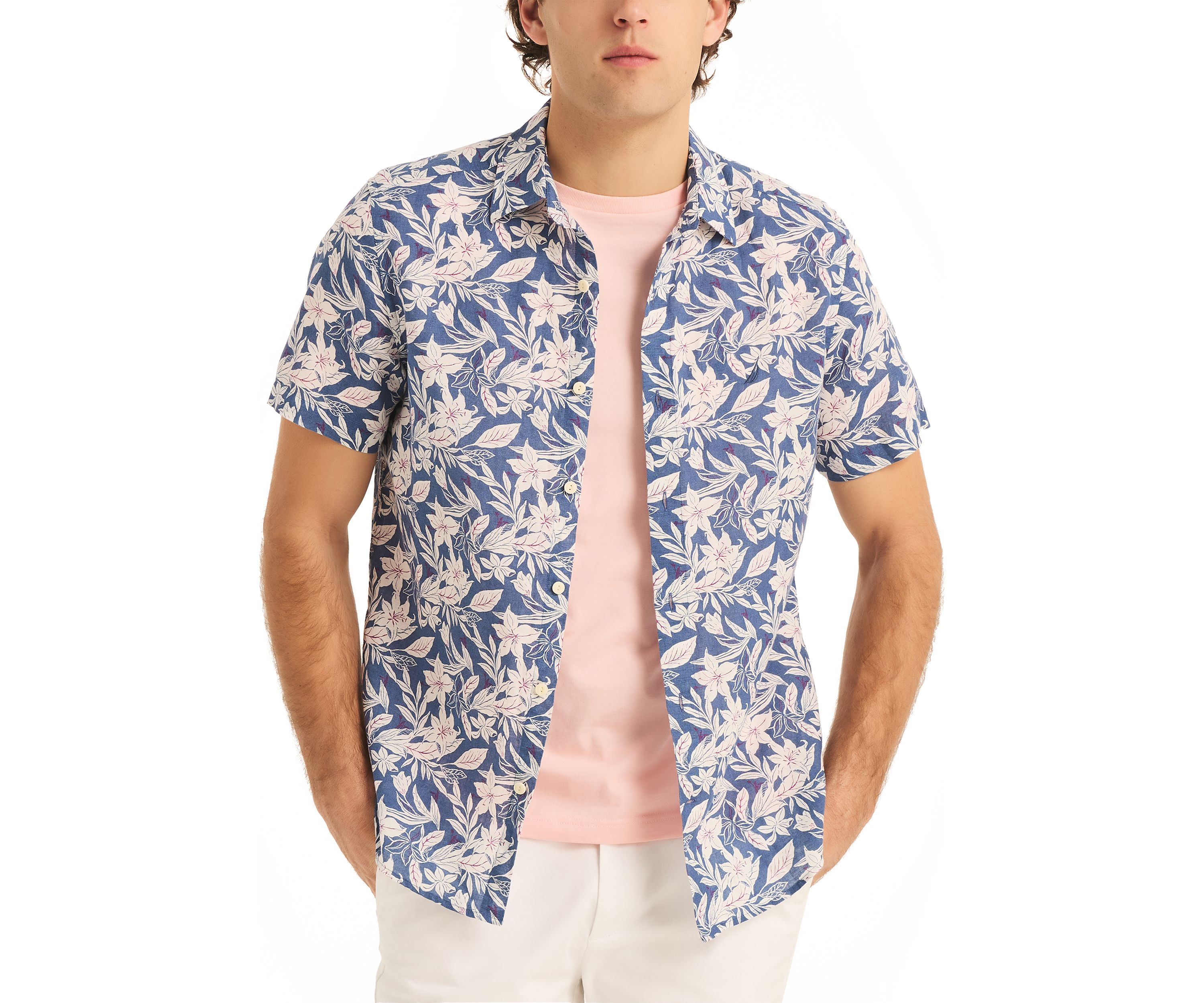 Printed Linen Short-Sleeve Shirt