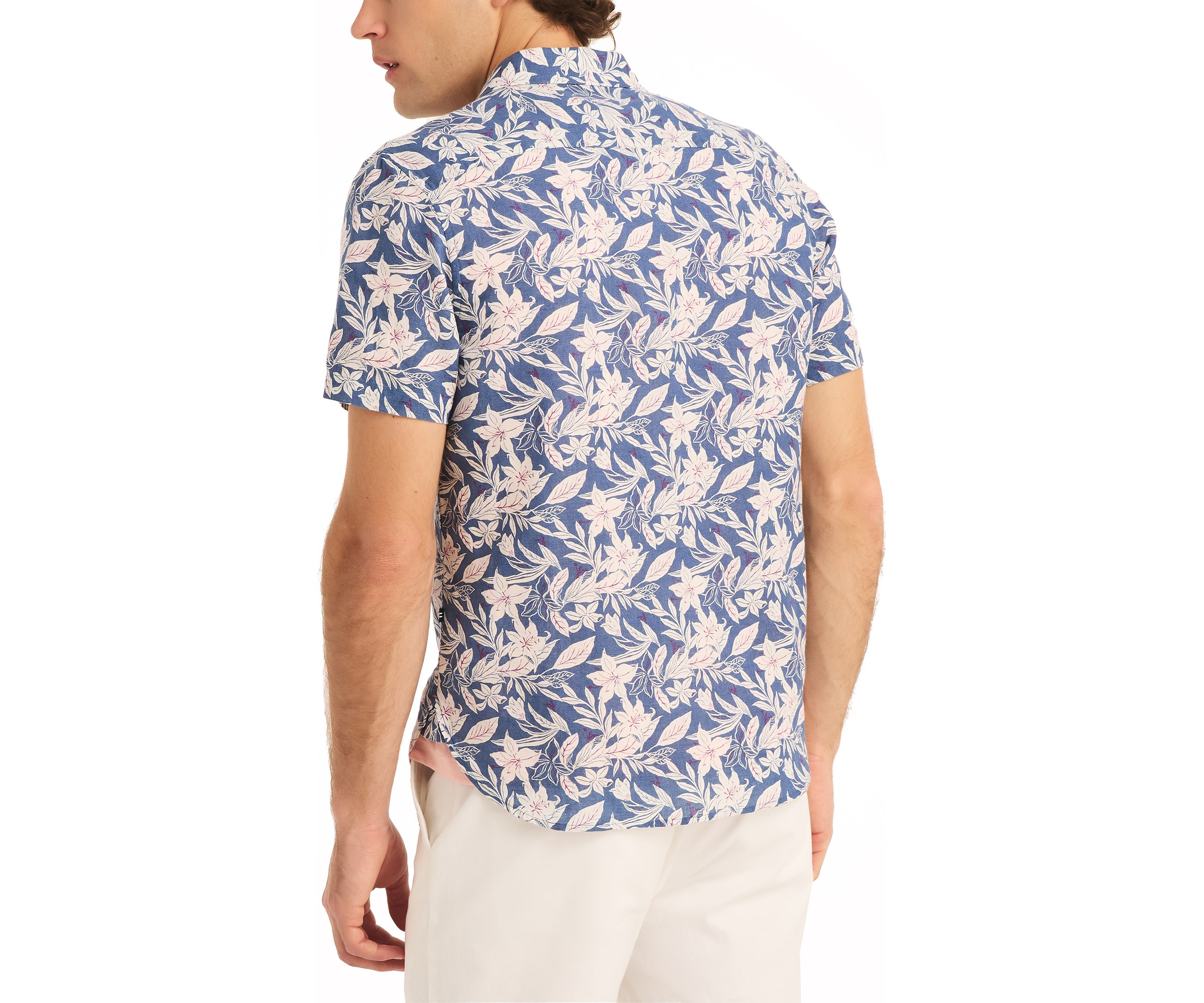 Printed Linen Short-Sleeve Shirt