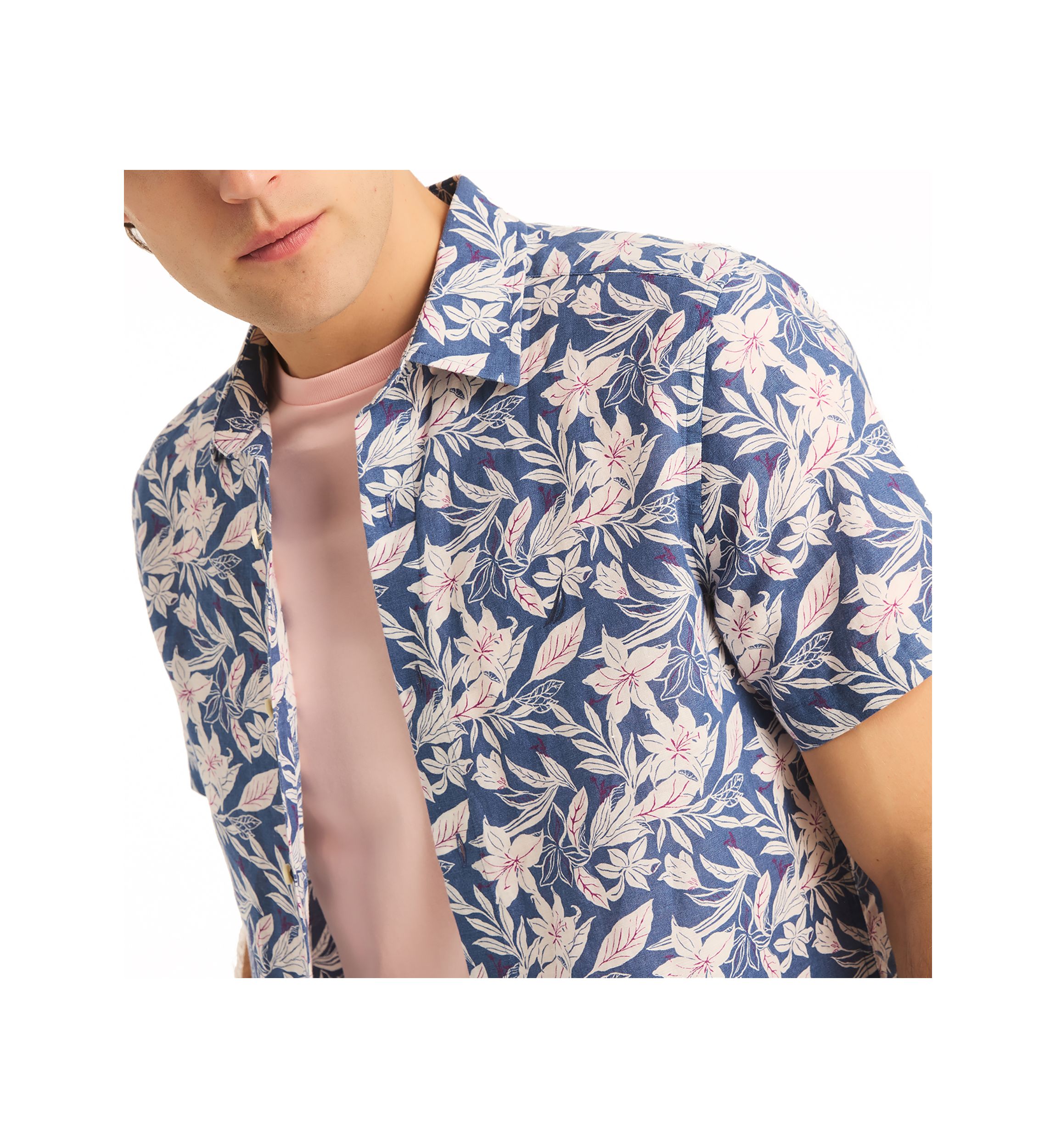 Printed Linen Short-Sleeve Shirt