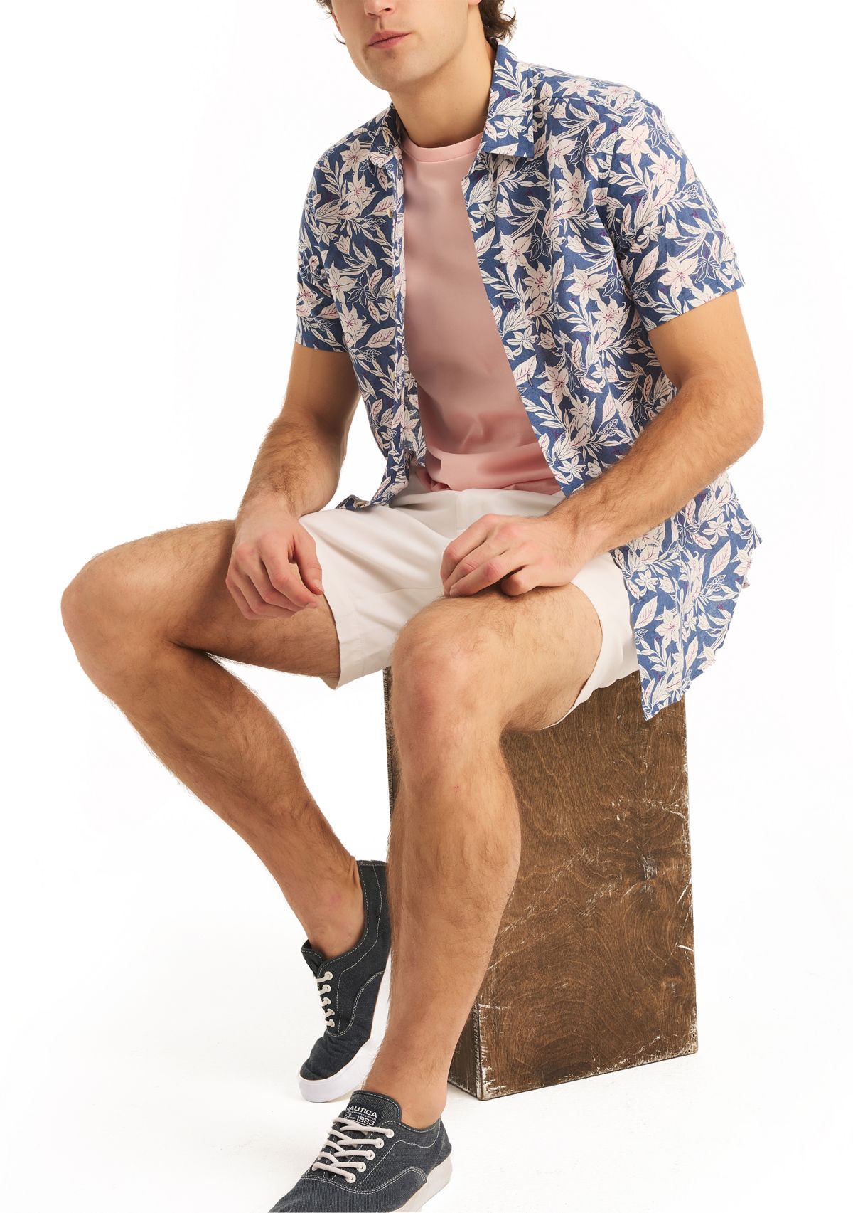 Printed Linen Short-Sleeve Shirt
