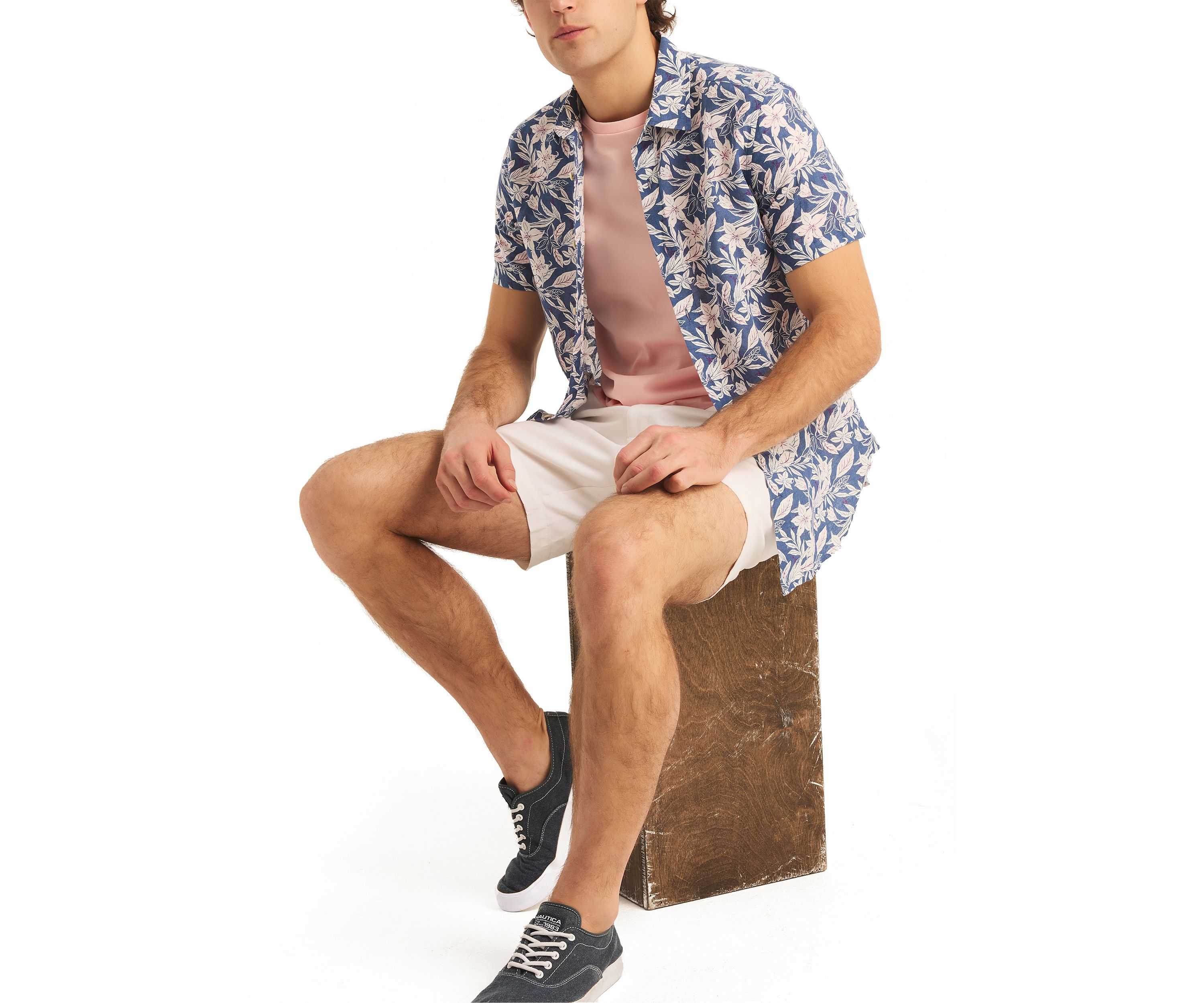 Printed Linen Short-Sleeve Shirt