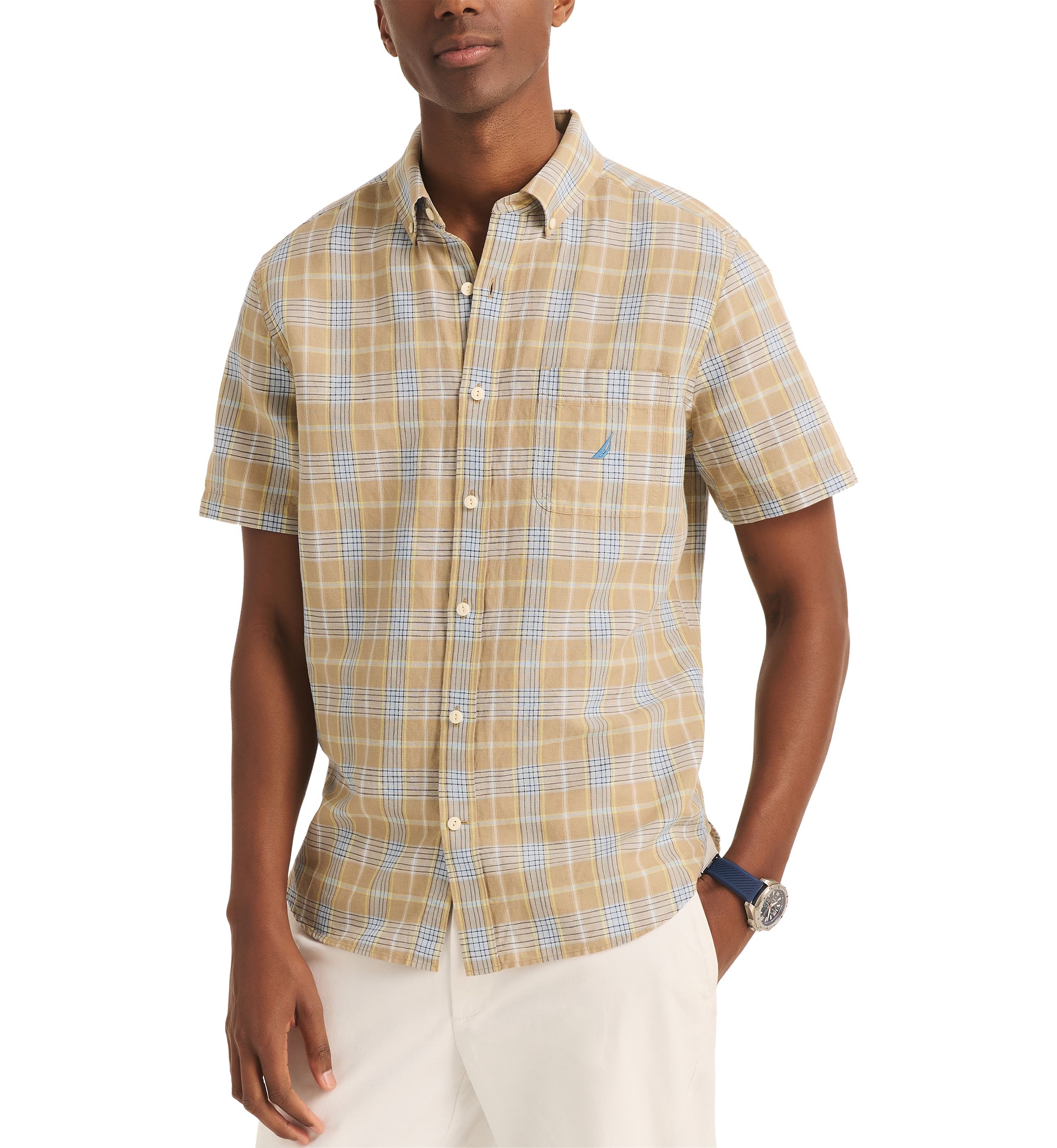 Plaid Linen Short Sleeve Shirt