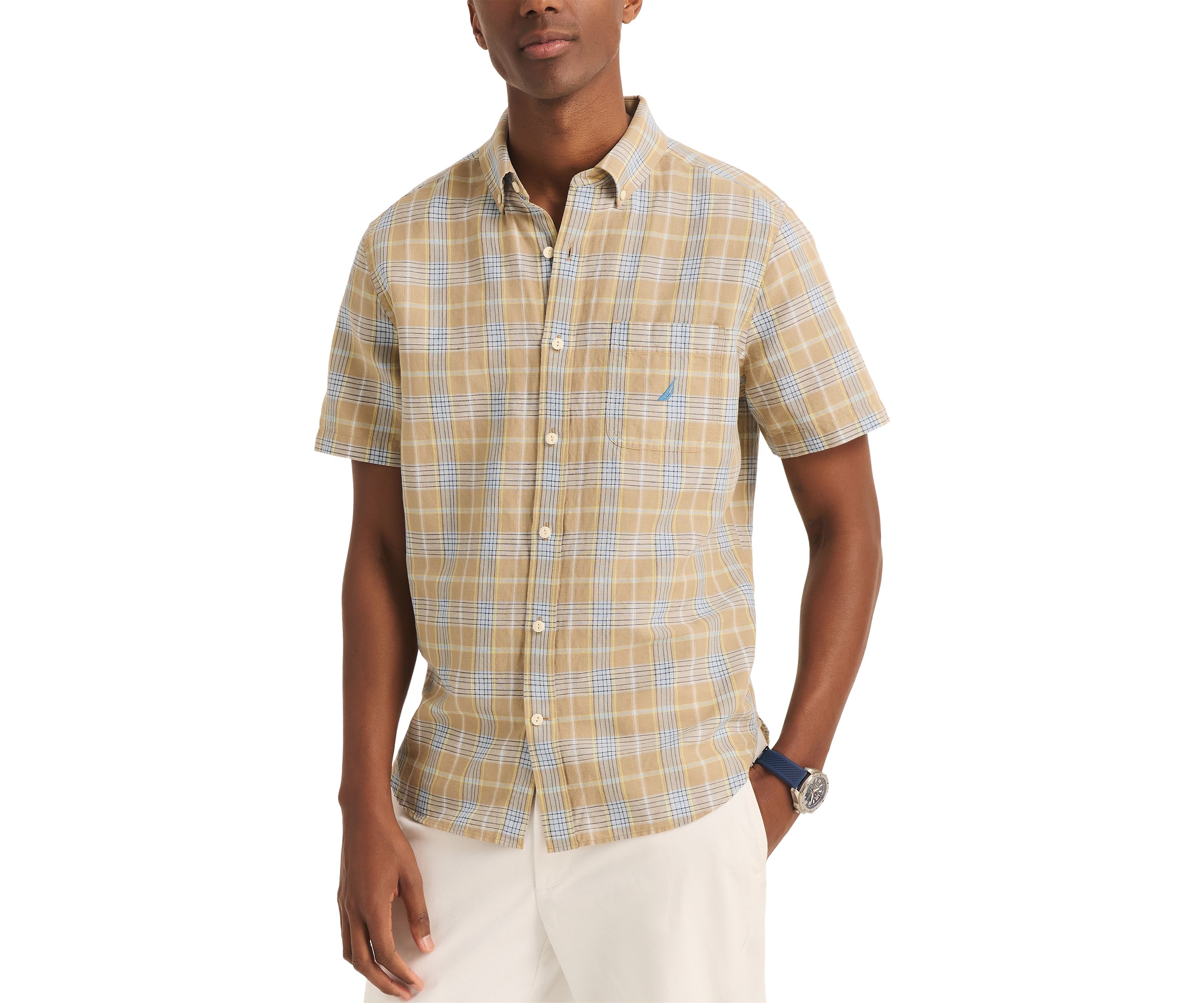 Plaid Linen Short Sleeve Shirt