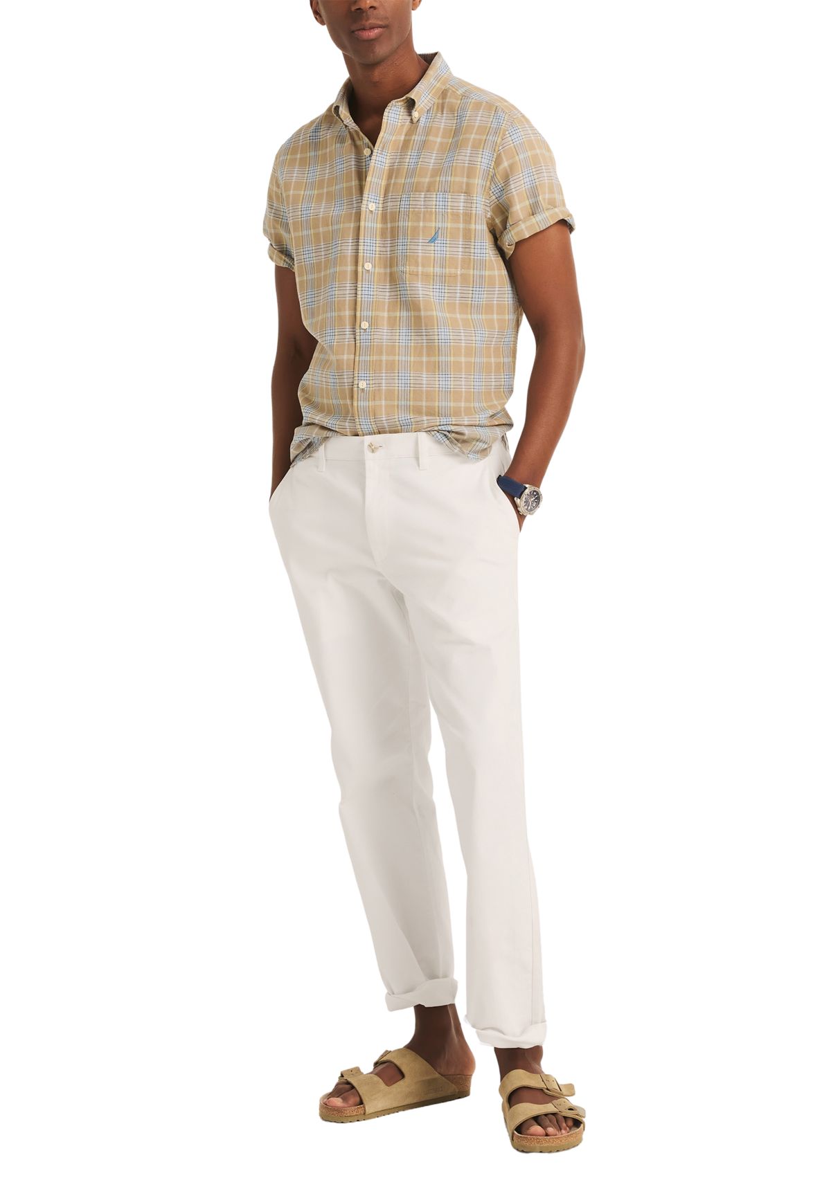 Plaid Linen Short Sleeve Shirt